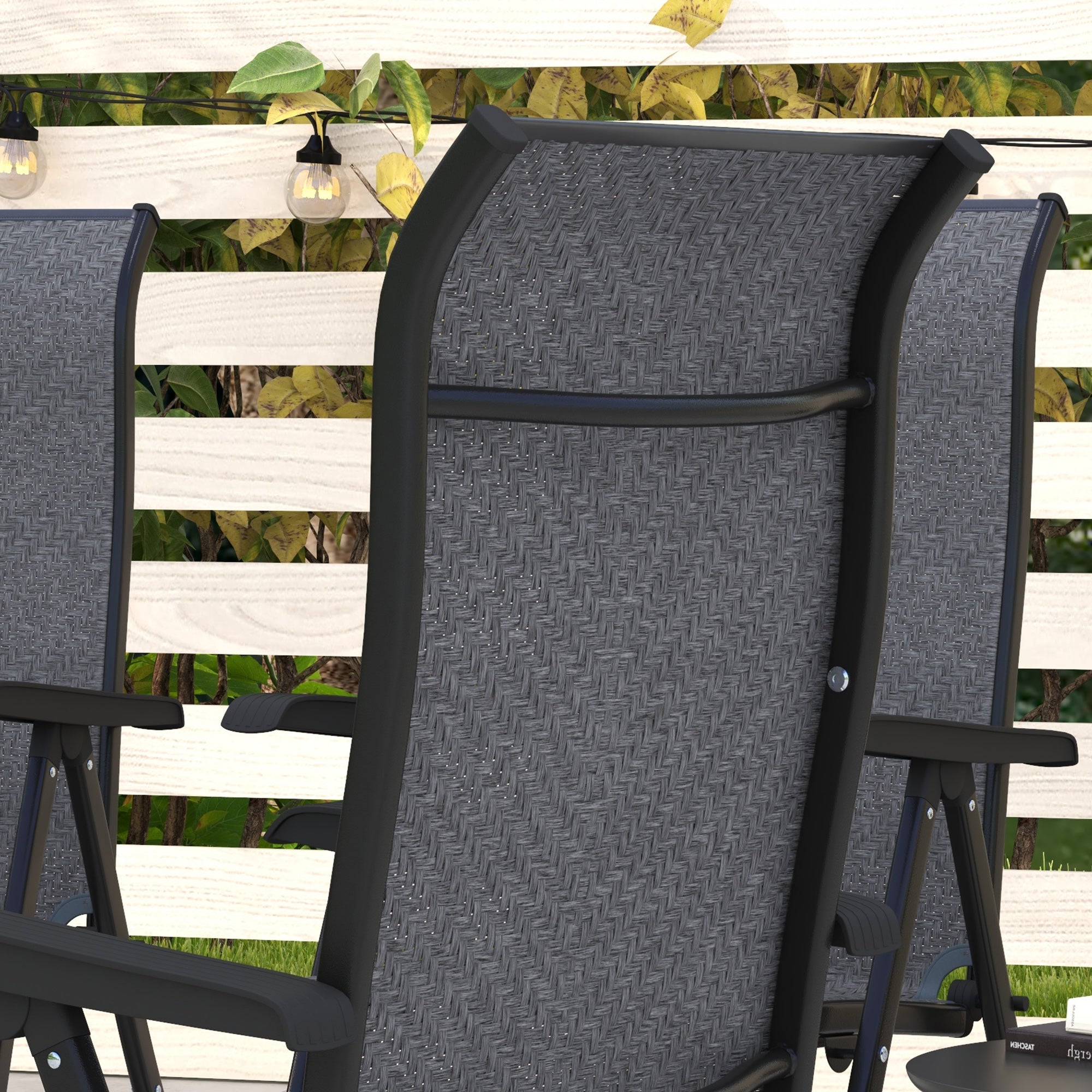 Outsunny Set of Four Folding Garden Chairs, with Seven-Position Adjustable Backs