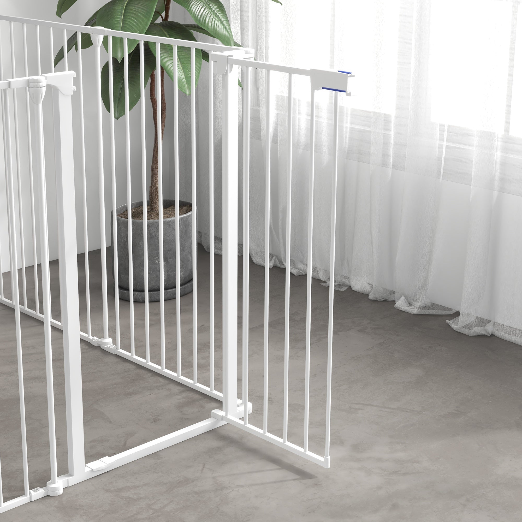 PawHut 6 Panels Foldable Dog Playpen, Puppy Pen Crate with Door - White - North Peak Garden Furniture