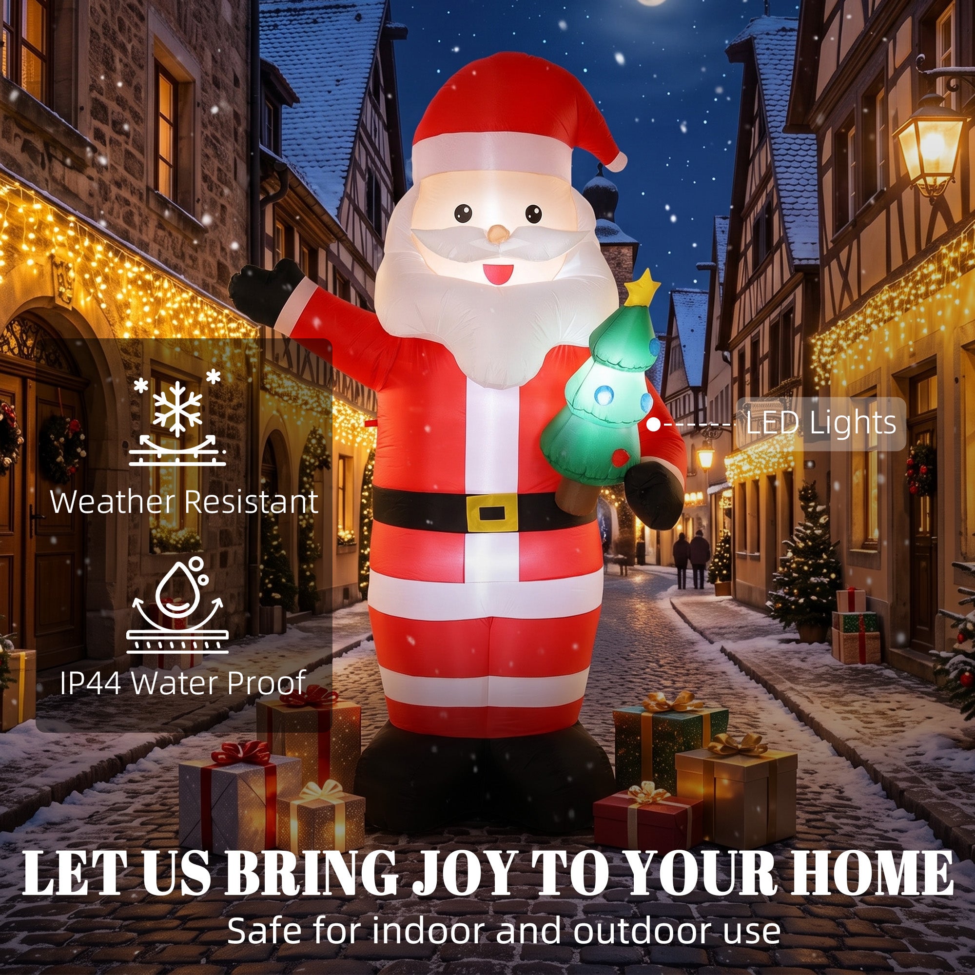 Outsunny Inflatable Christmas Decoration, 8FT Christmas Inflatable Santa with Bright LED Light, Red