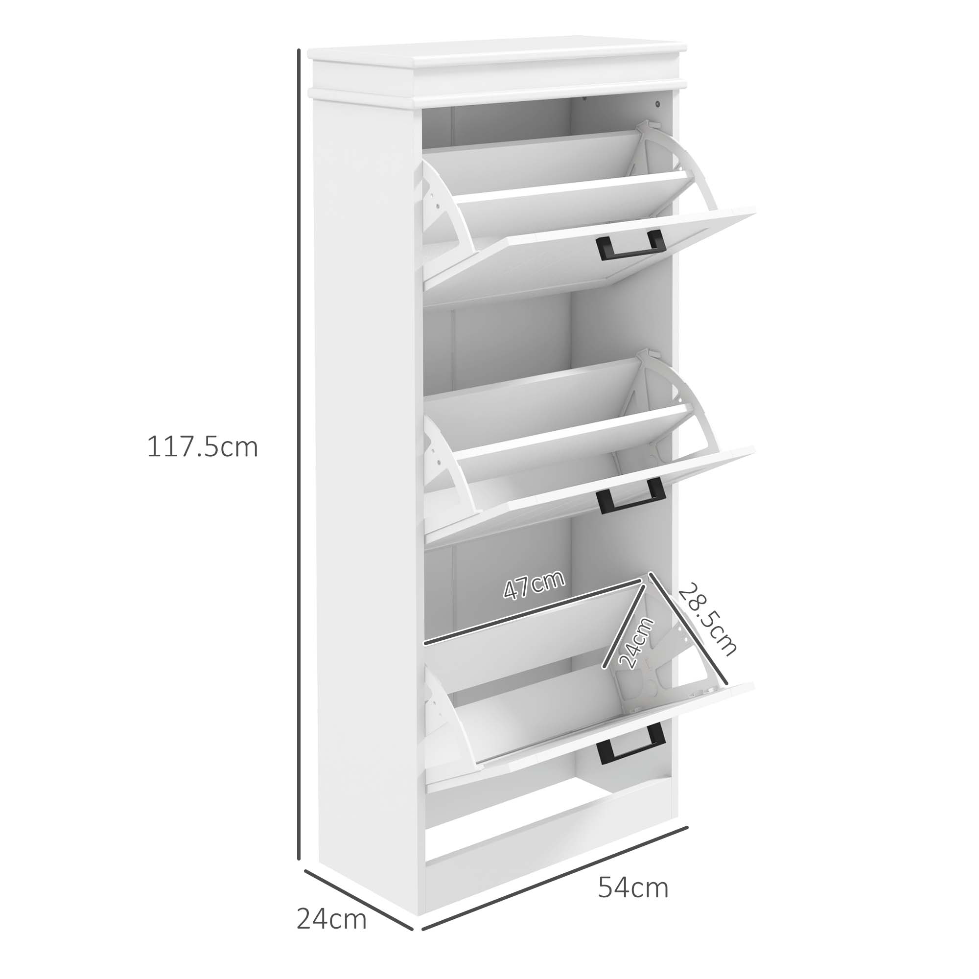 HOMCOM Three-Drawer Minimalistic Shoe Storage Cabinet, for 15 Shoes - North Peak Garden Furniture