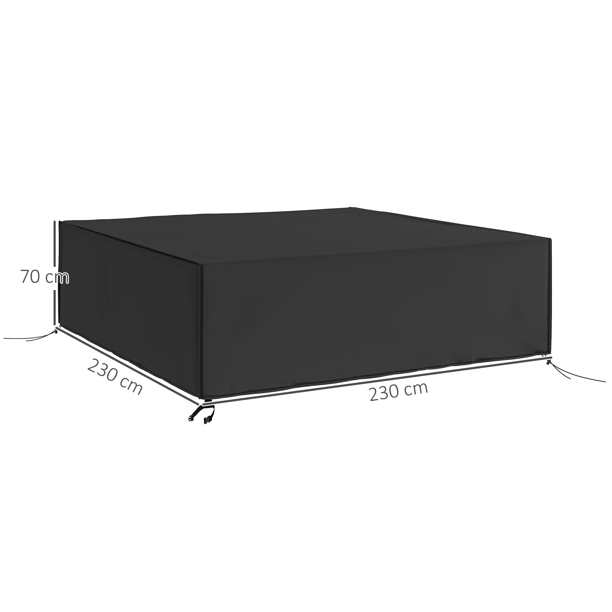 Outsunny Large Patio Garden Furniture Set Cover 600D Oxford Square Waterproof, 230 x 230 x 70 cm, Black - North Peak Garden Furniture