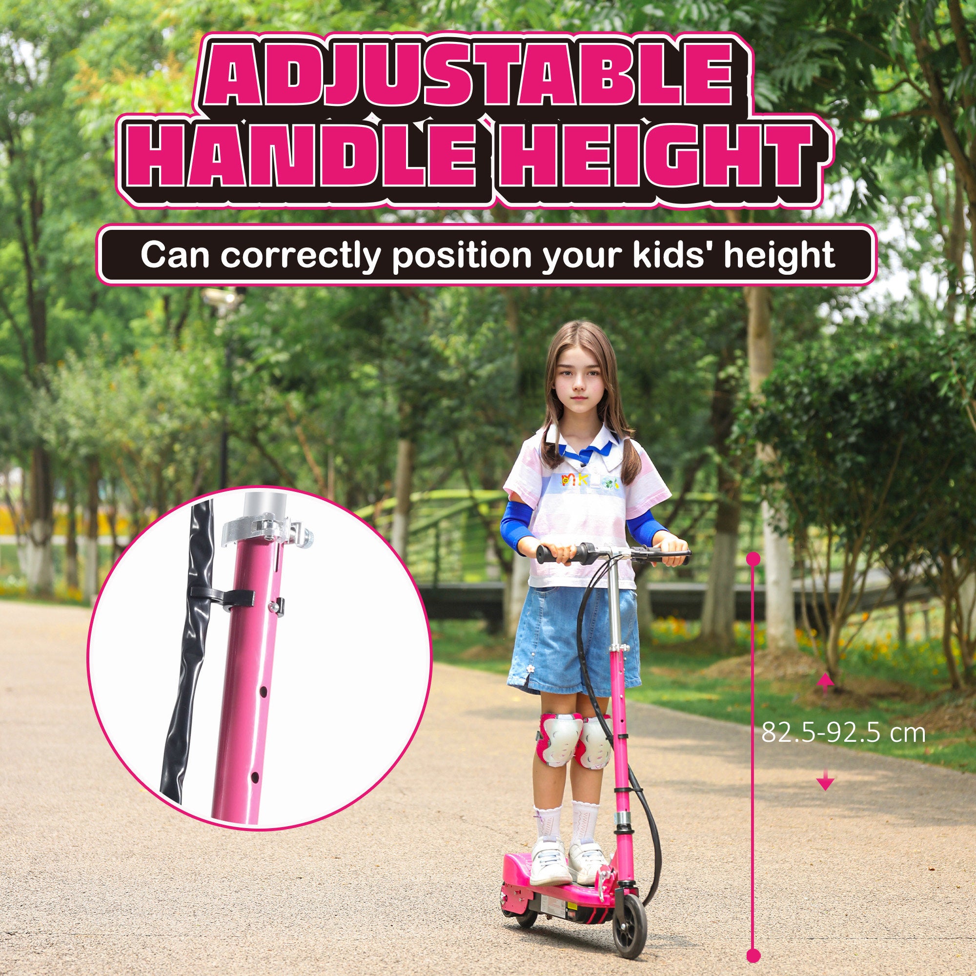 HOMCOM Folding Electric Kids Scooter Ride on Age 7-14, Pink - North Peak Garden Furniture