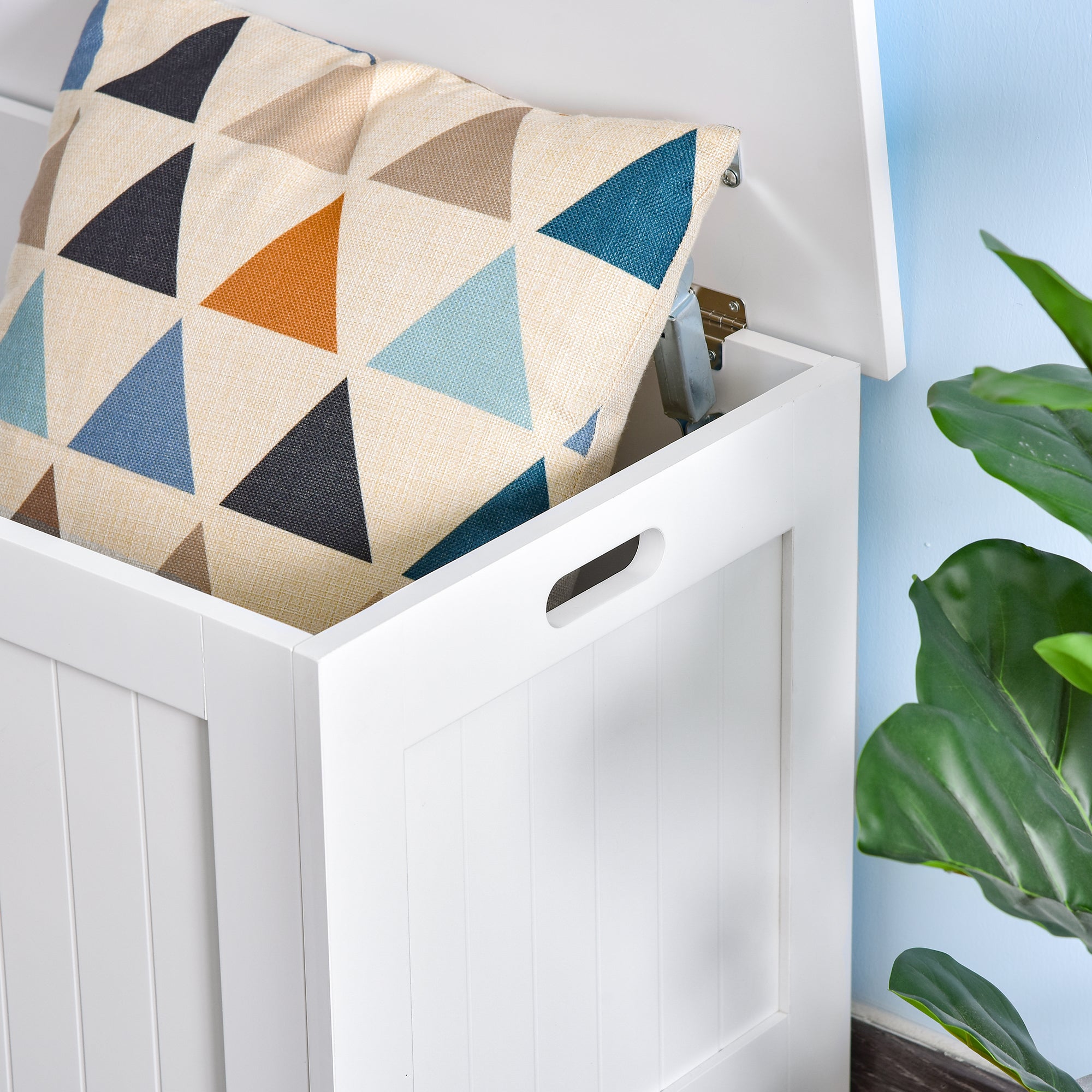 HOMCOM Lift Top Storage Chest Toy Box Organizer with Lid and Safety Hinges for Bedroom Entryway Living Room - White - North Peak Garden Furniture
