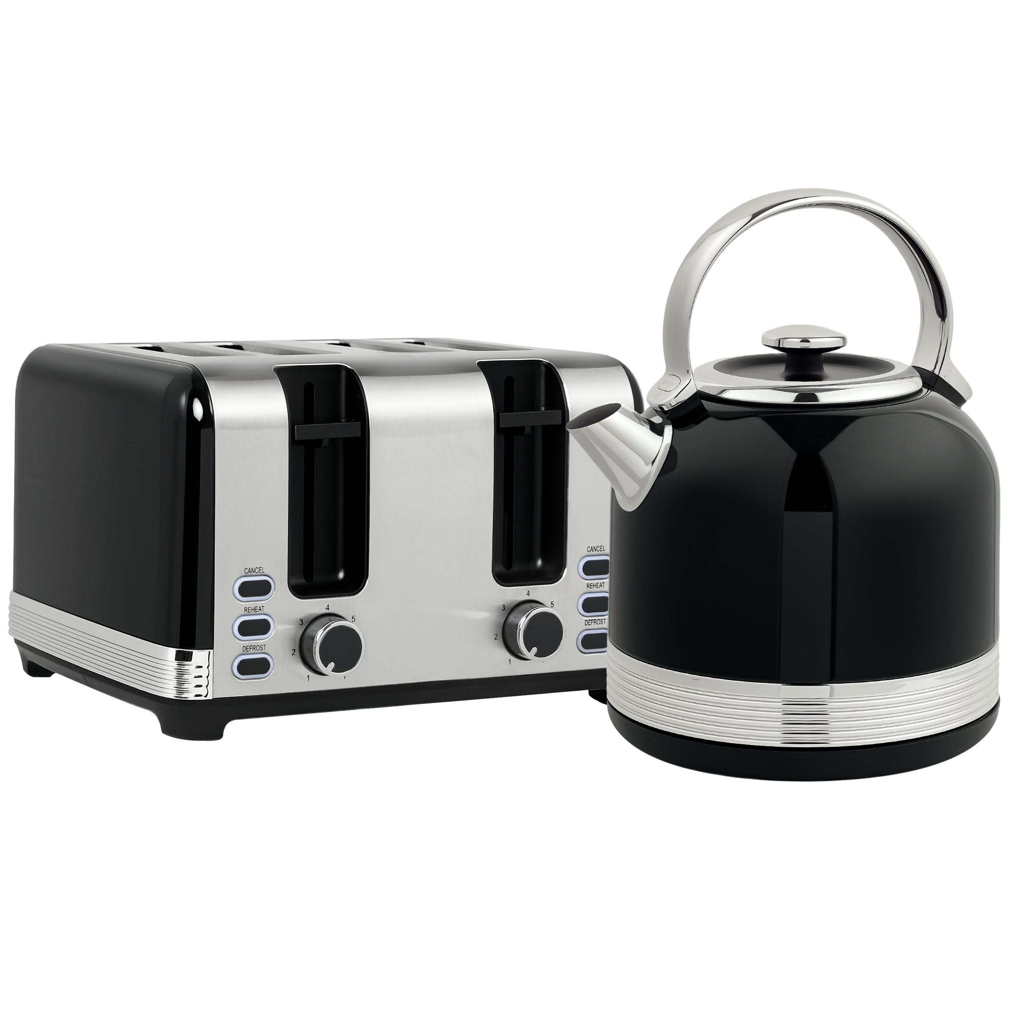 HOMCOM Polished Metal Kettle and Toaster Set - Black