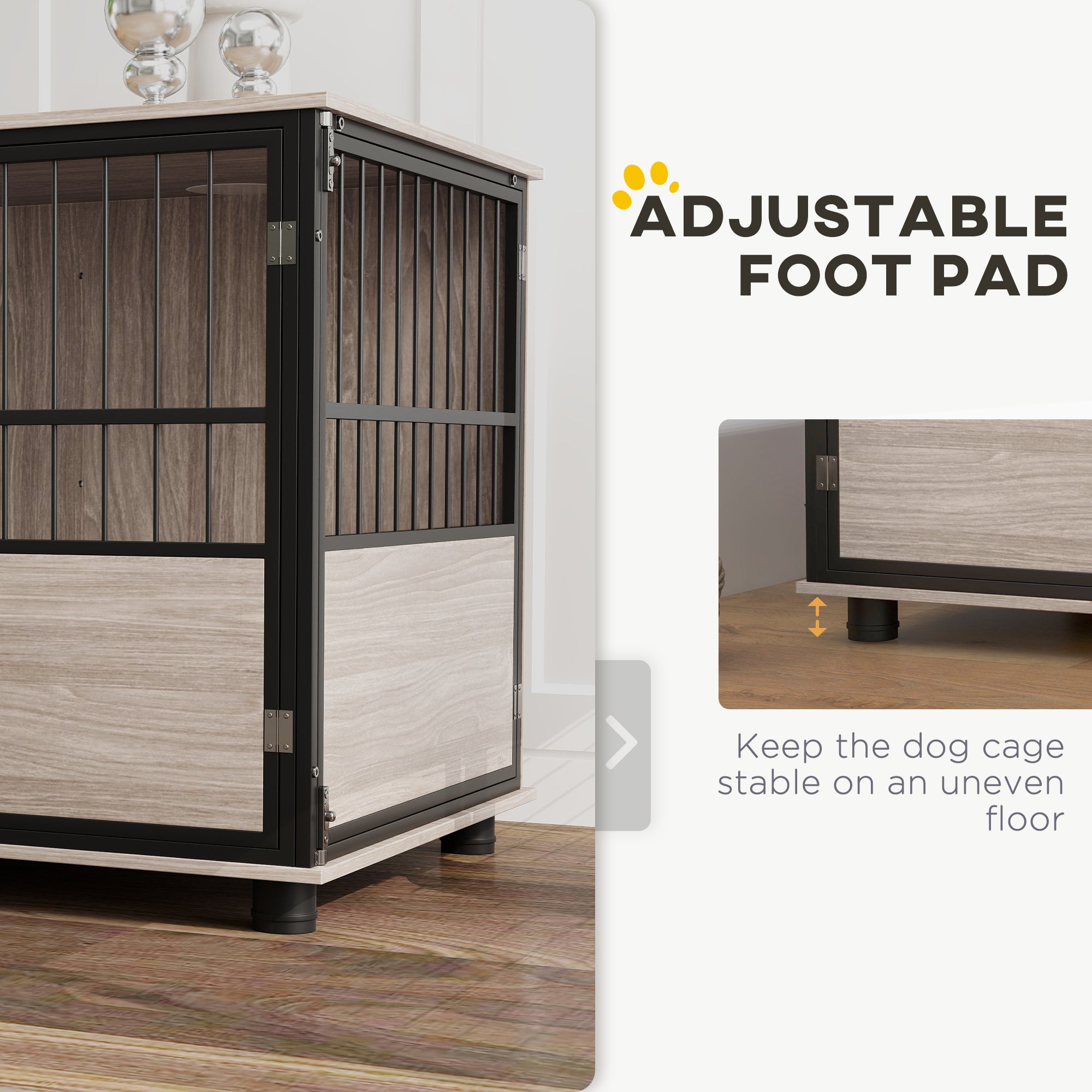 PawHut 80cm Furniture Style Dog Crate Dog Cage End Table Indoor with 3 Doors Soft Washable Cushion, for Medium Sized Dogs - North Peak Garden Furniture