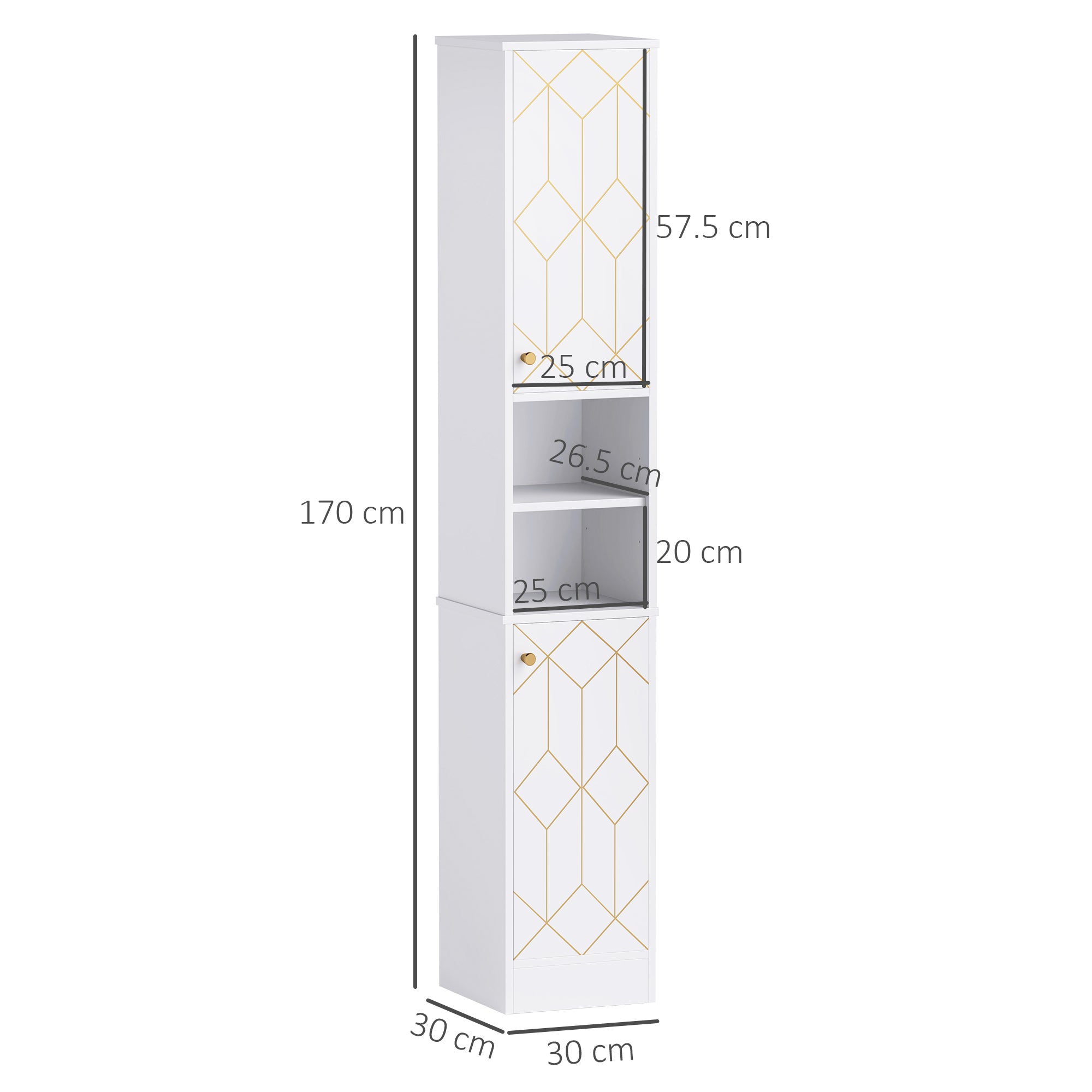 HOMCOM Tall Bathroom Storage Cabinet with Doors, Slim Bathroom Storage Unit with Adjustable Shelves, Freestanding Bathroom Storage Unit, White - North Peak Garden Furniture