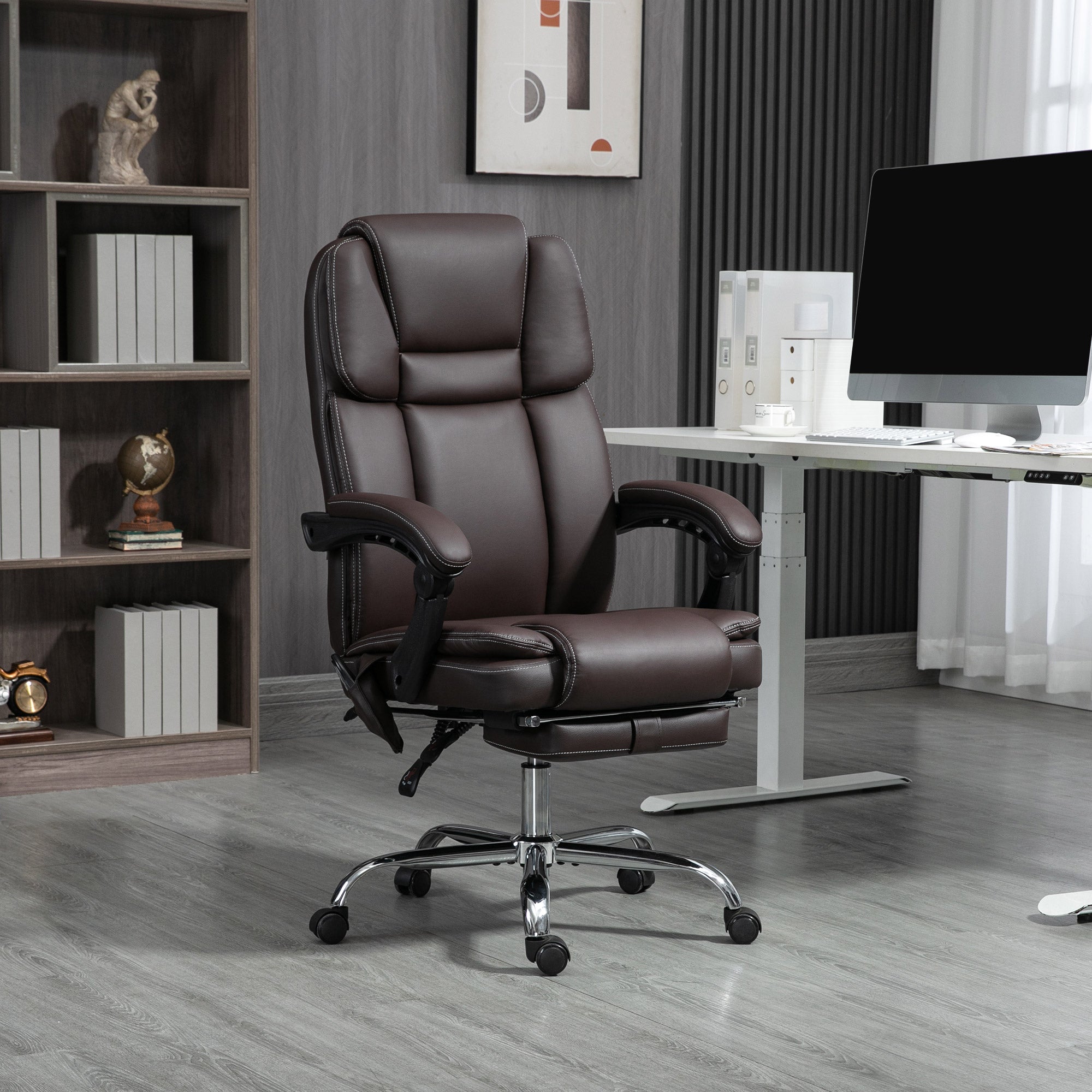Vinsetto Six Point Vibrating Massage Office Chair - Dark Brown - North Peak Garden Furniture