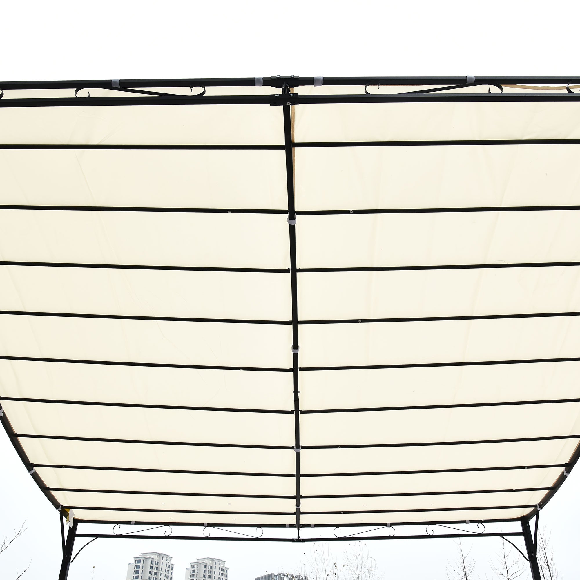 Outsunny 4 x 3 Meters Canopy Metal Wall Gazebo Awning Garden Marquee Shelter Door Porch - Cream - North Peak Garden Furniture