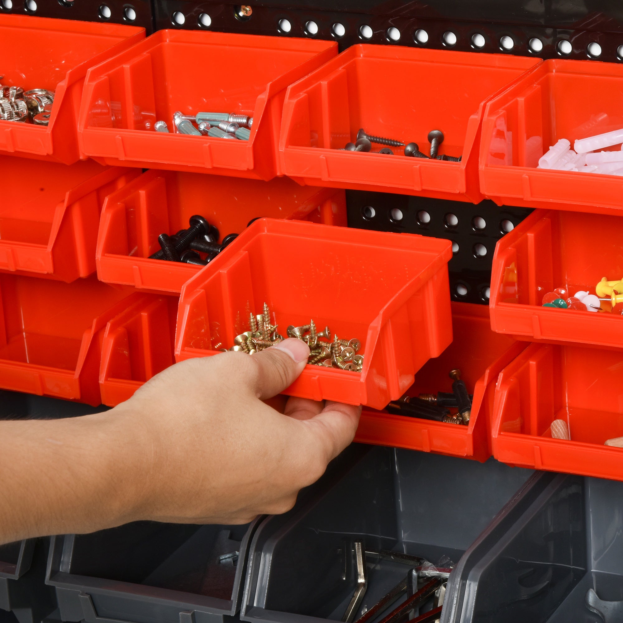 DURHAND 30 Cubbie On-Wall Storage Board Tool Screw Organiser Garage Workshop DIY Container w/ Screw Kit Tool Equipment Tidy - North Peak Garden Furniture
