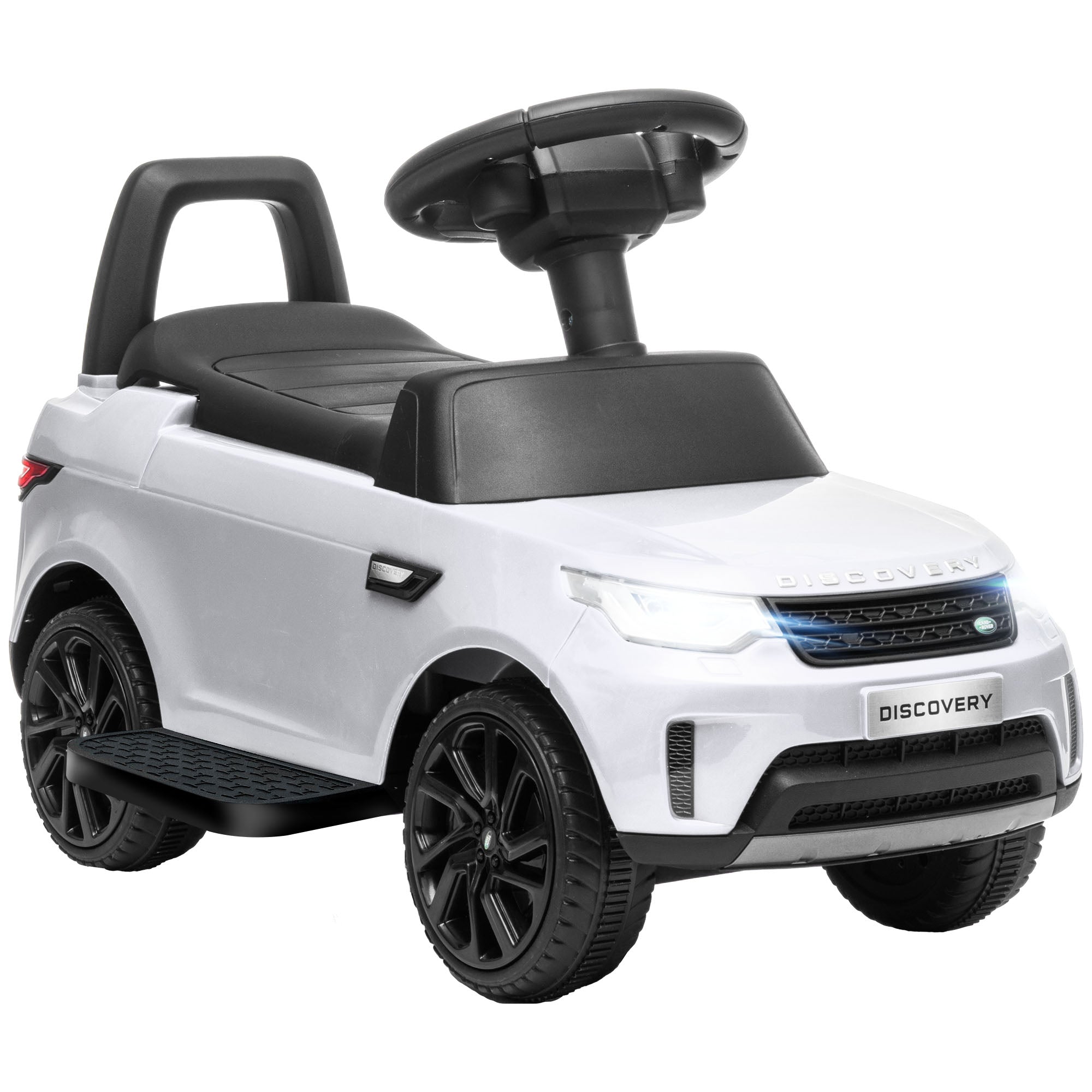 AIYAPLAY 2 in 1 Land Rover Licensed 6V Kids Electric Ride On Car Sliding Car w/ Headlights Music, for 18-60 Months White - North Peak Garden Furniture