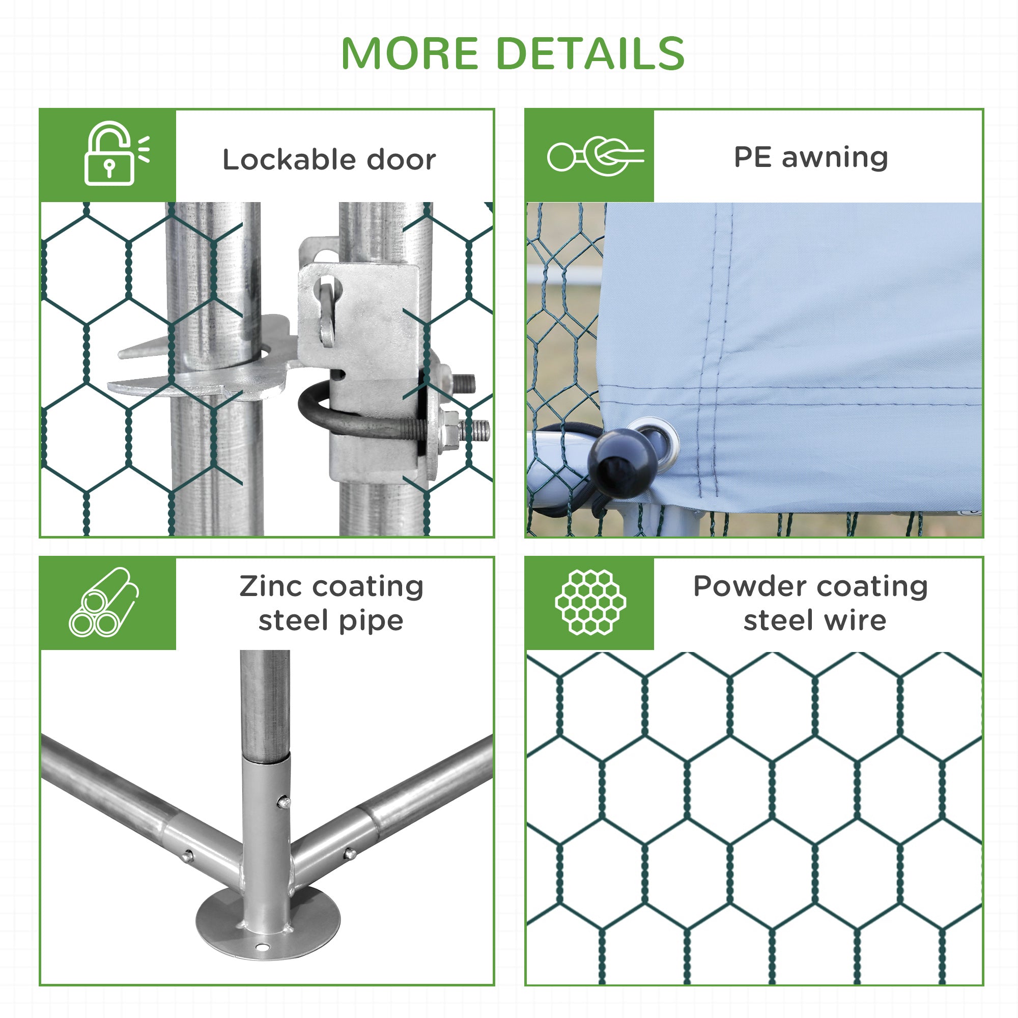 PawHut Chicken Run Galvanised Walk-in Chicken Coop Hen Poultry House Cage Rabbit Hutch Pet Playpen Garden w/ Water-Resist Cover, 3 x 2 x 2m - North Peak Garden Furniture