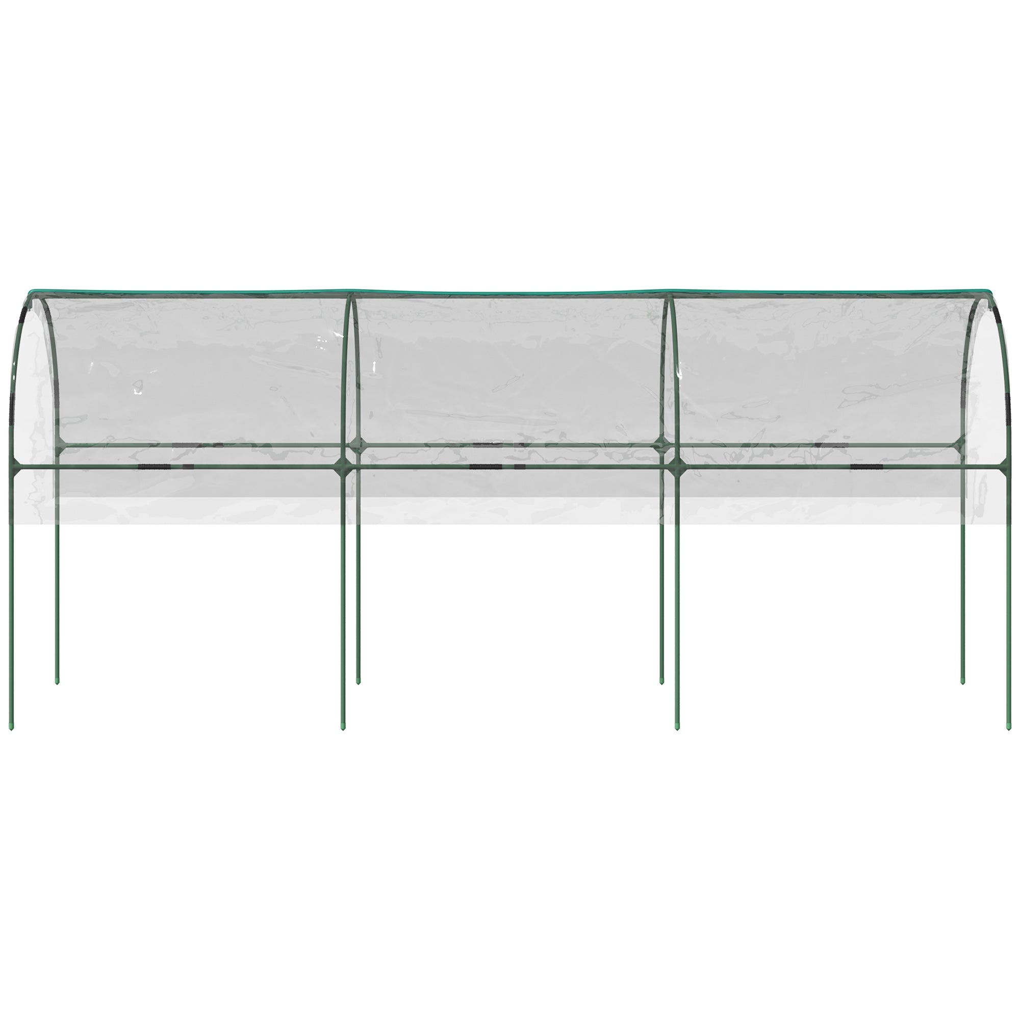 Outsunny Tunnel Tomato Greenhouse with 4 Hoops and Top Tap, Pointed Bottom and Guy Ropes, Clear - North Peak Garden Furniture