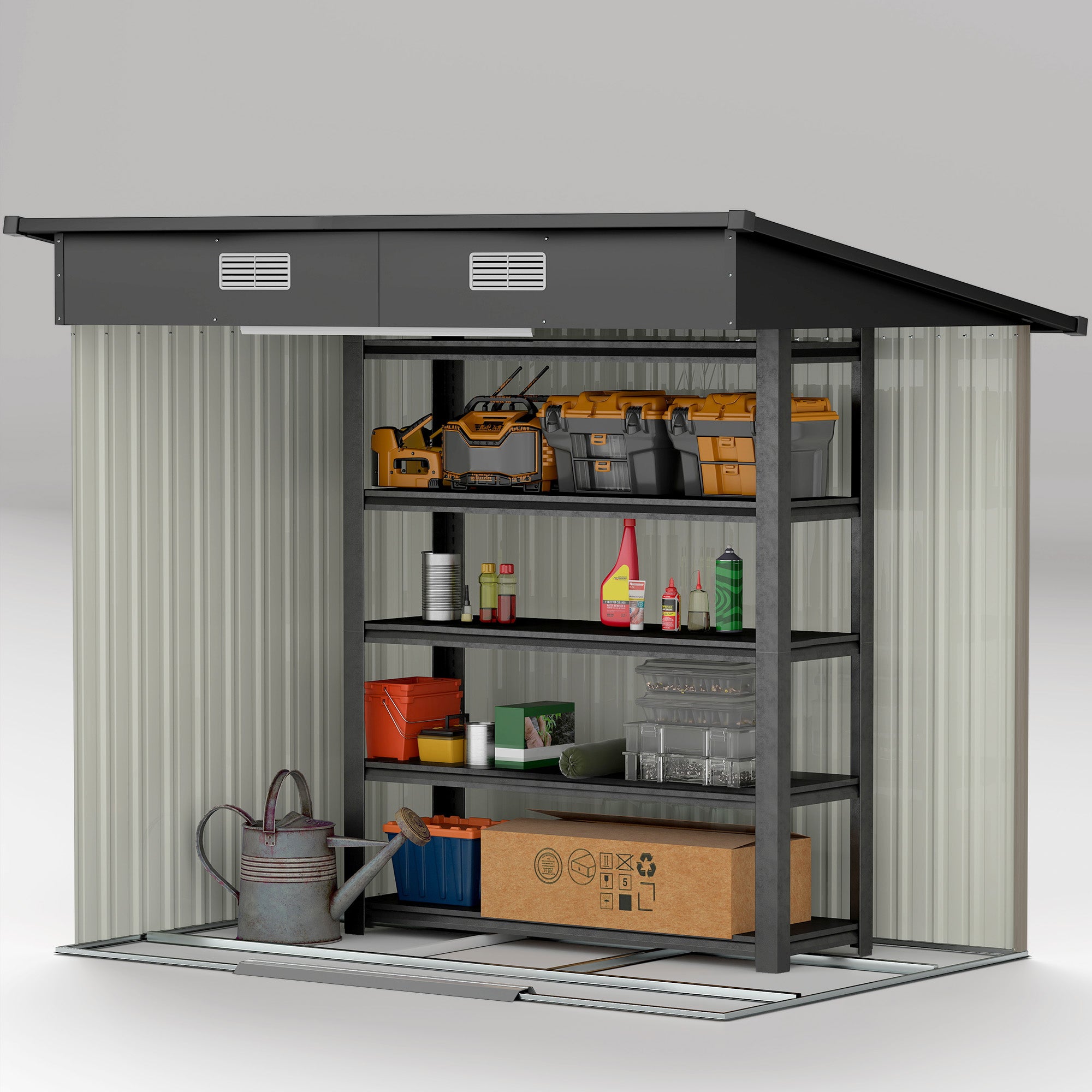 Outsunny Outdoor Garden Storage Shed - Grey Wood Grain - North Peak Garden Furniture