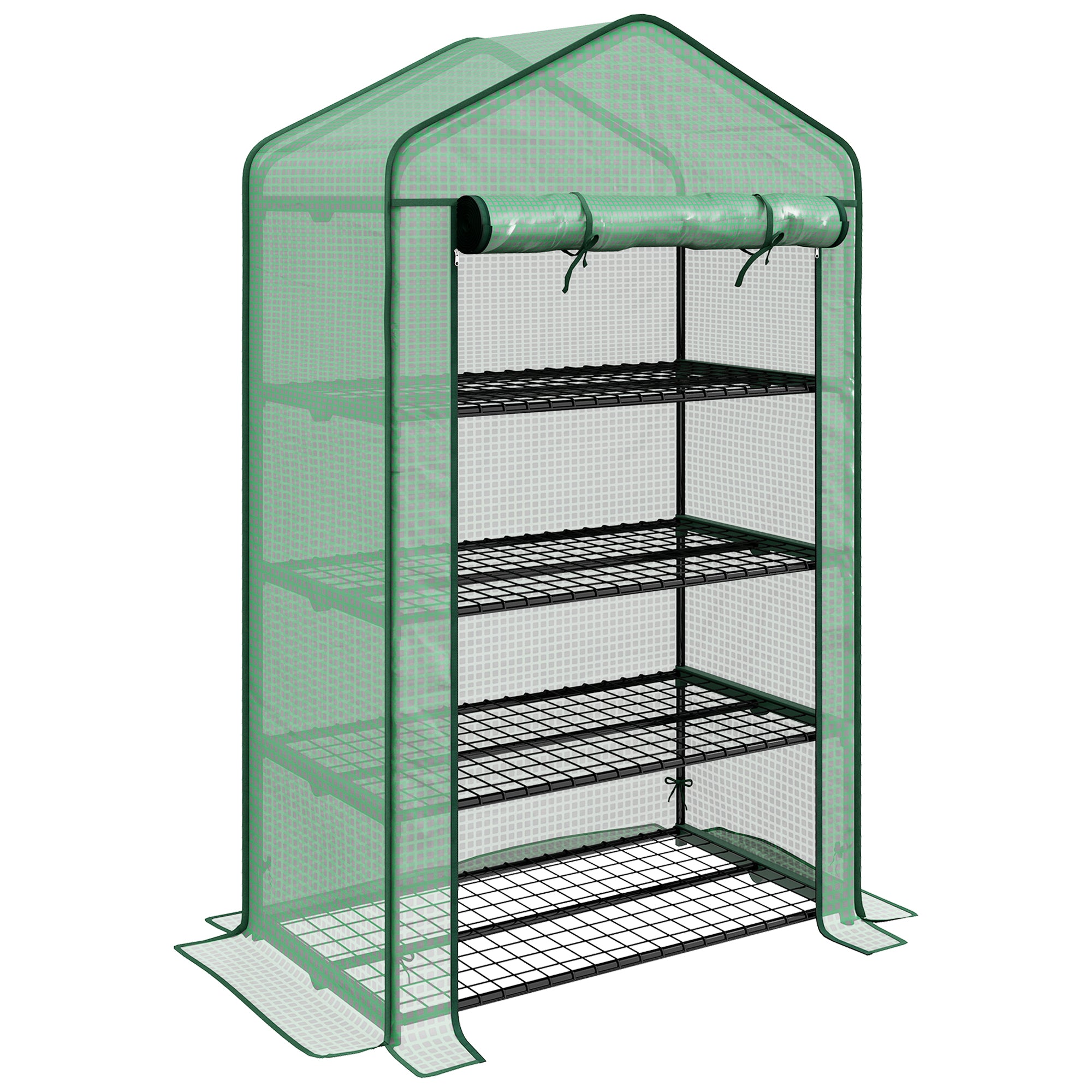 Outsunny Four-Tier Mini Greenhouse, with Reinforced Plastic Cover - North Peak Garden Furniture
