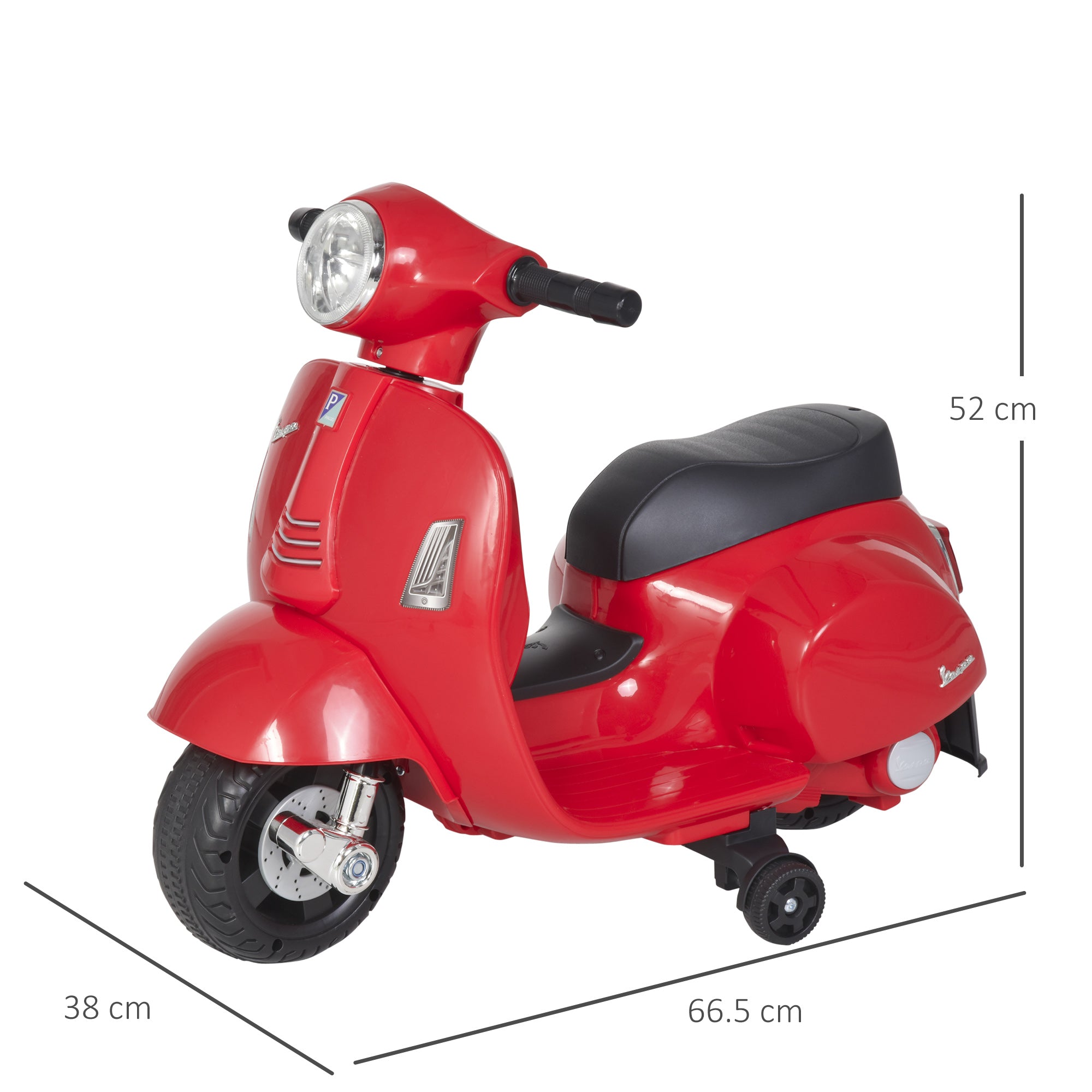 HOMCOM Vespa Licensed 6V Kids Electric Motorbike Ride On Motorcycle Battery Powered for 18-36 Months with Horn Headlight Red - North Peak Garden Furniture