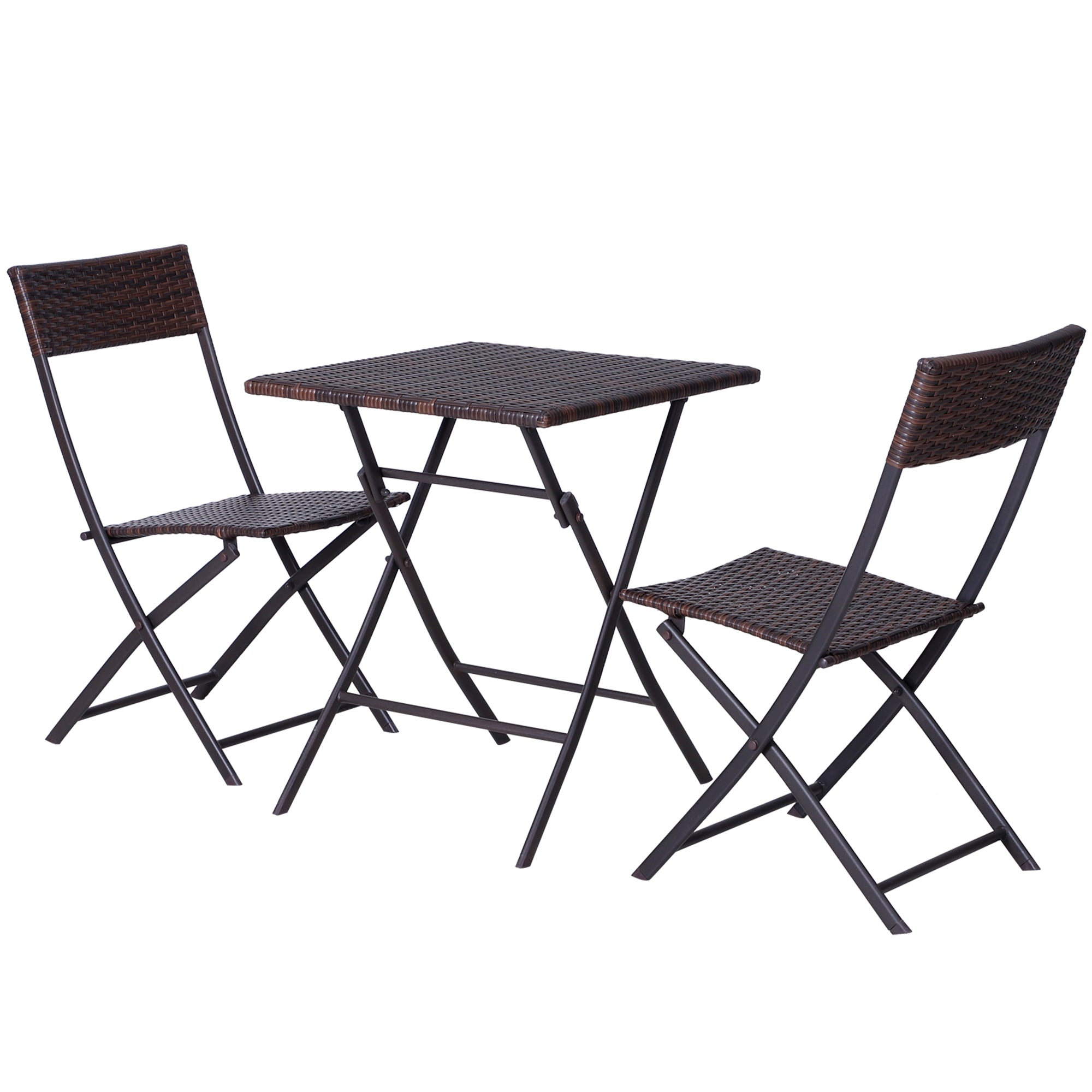 Outsunny 2-Seater Rattan Bistro Set: 1 x table, 2 x chairs-Brown