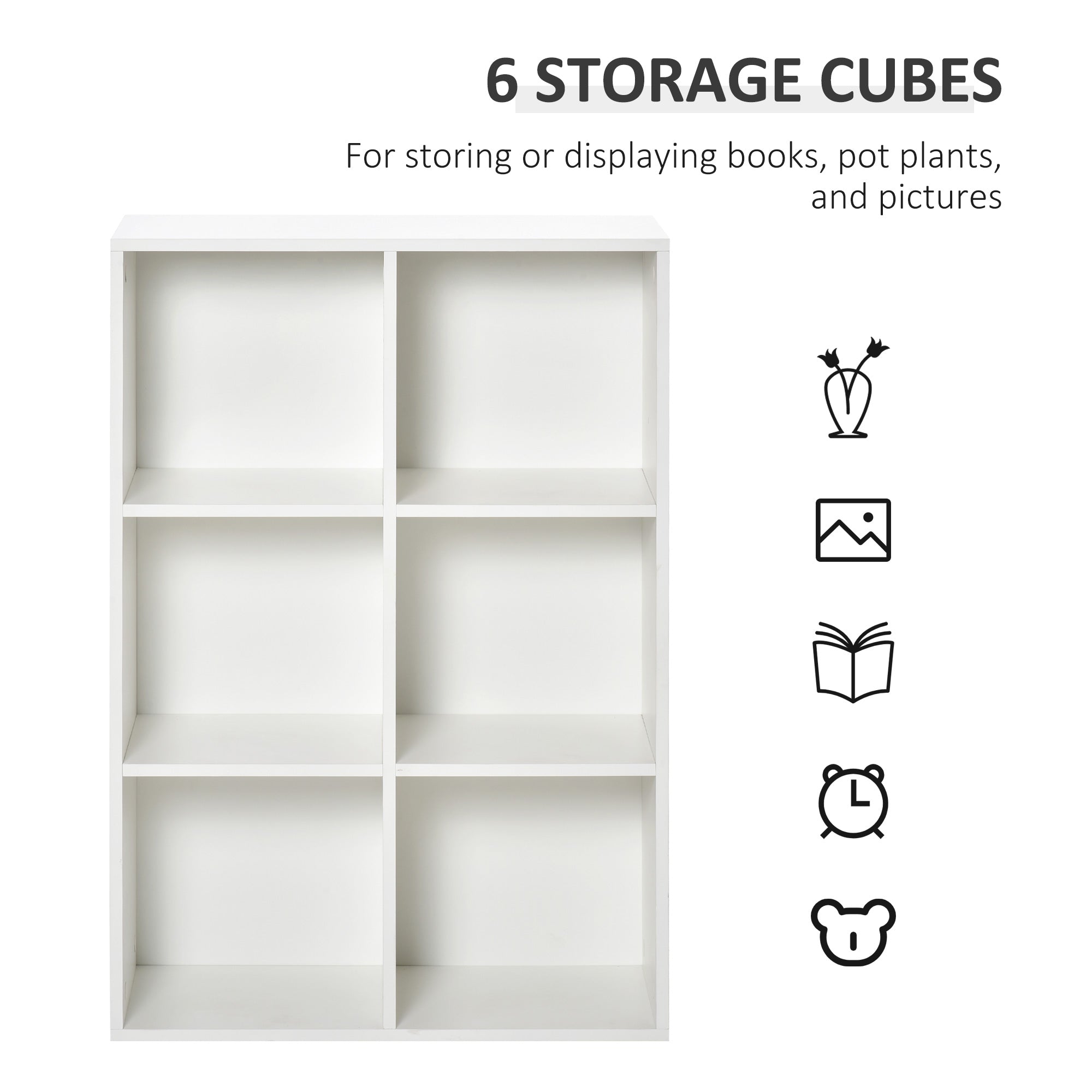 HOMCOM Six-Cube Bookcase - White Wood Effect - North Peak Garden Furniture