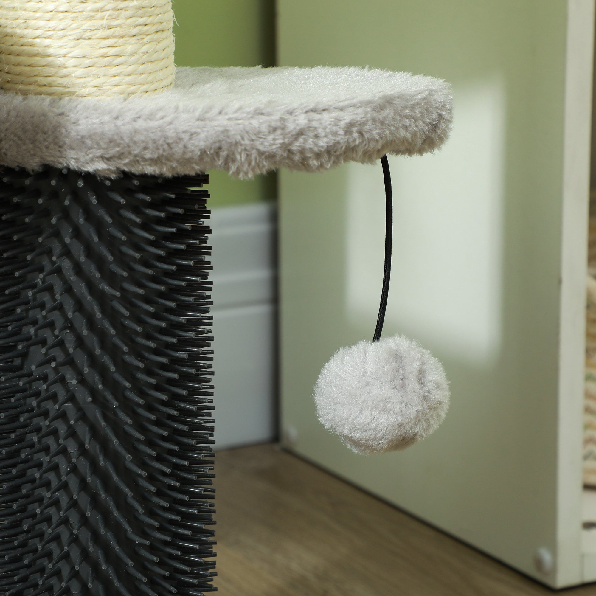 PawHut 2-in-1 Cat Tree, Pet Stairs w/ Scratching Post, Toy Balls, for Bed, Sofa, Couch, Light Grey - North Peak Garden Furniture
