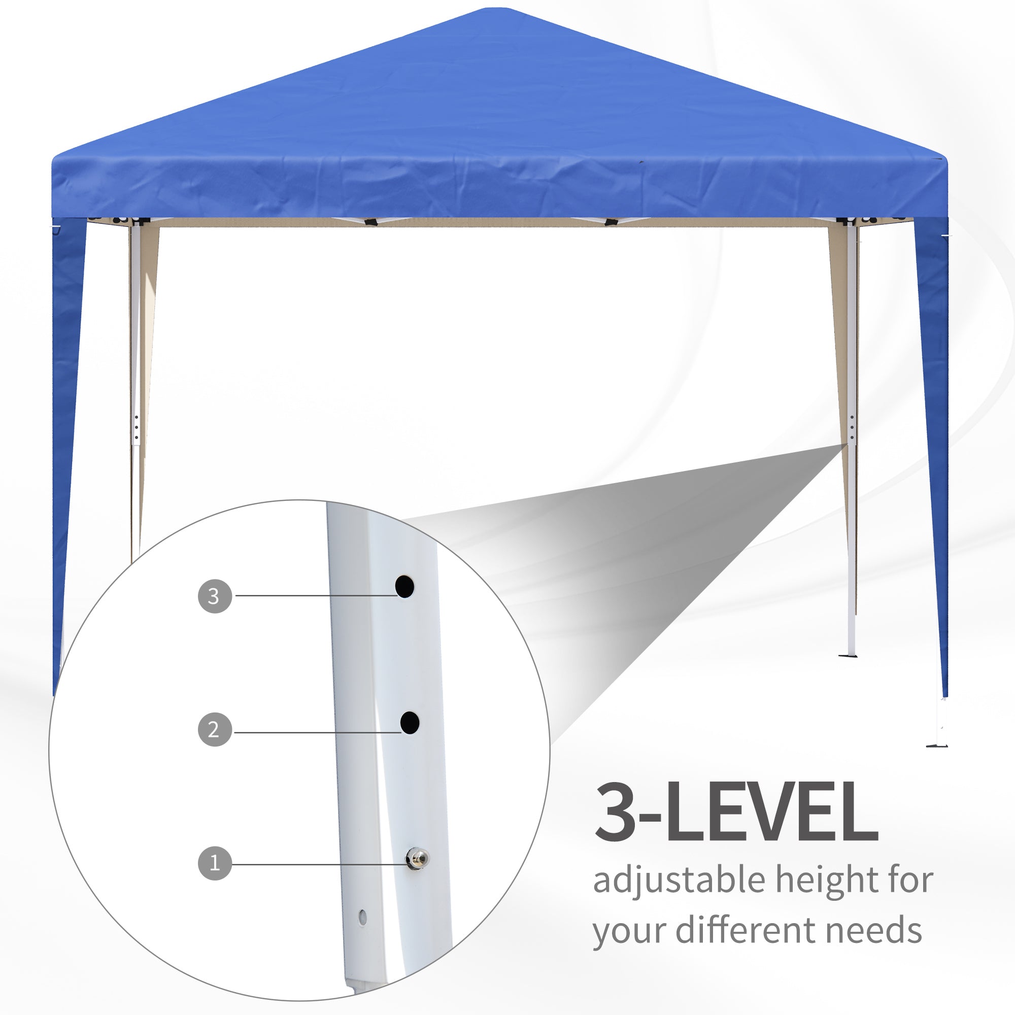 Outsunny 3 x 3M Garden Pop Up Gazebo Height Adjustable Marquee Party Tent Wedding Canopy with Carrying Bag, Blue - North Peak Garden Furniture