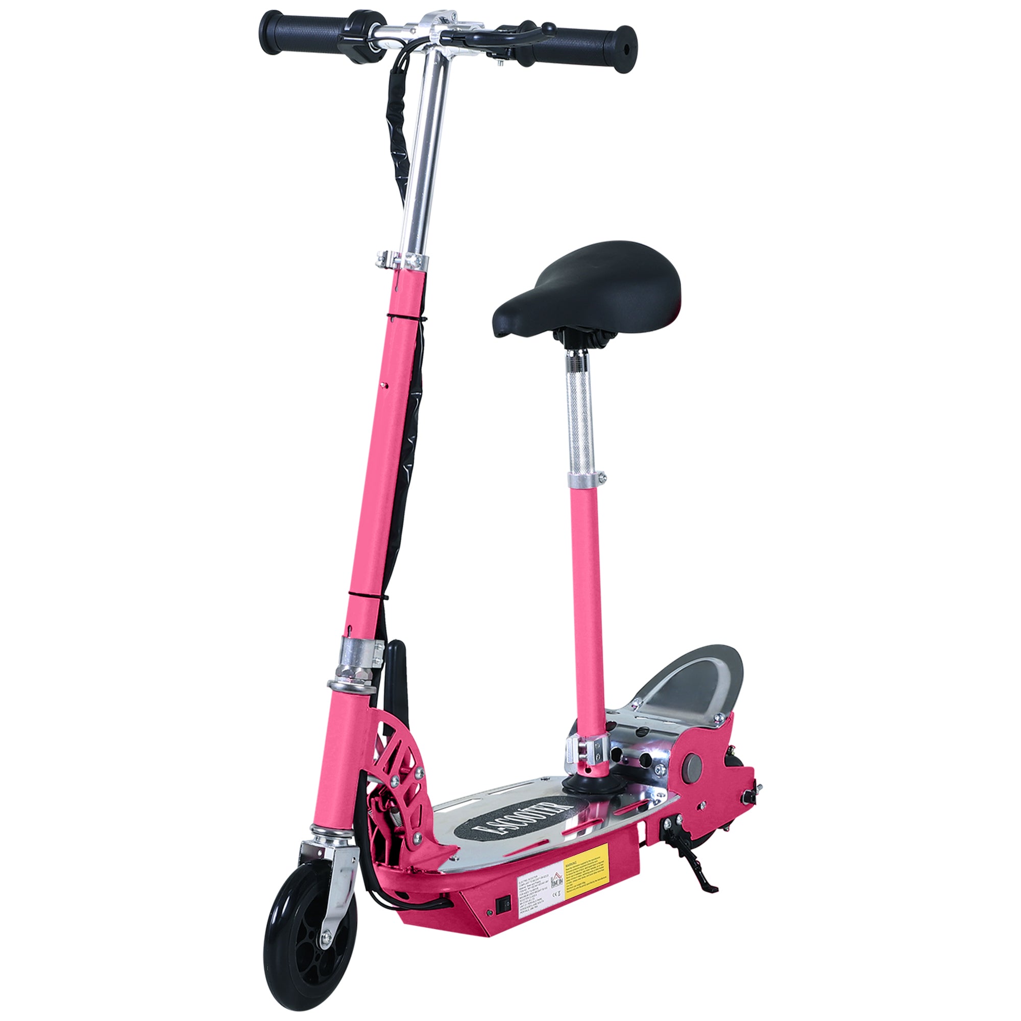 HOMCOM 120W Foldable Powered Scooters with 24V Rechargeable Battery, Adjustable Ride on Toy (Pink) - North Peak Garden Furniture