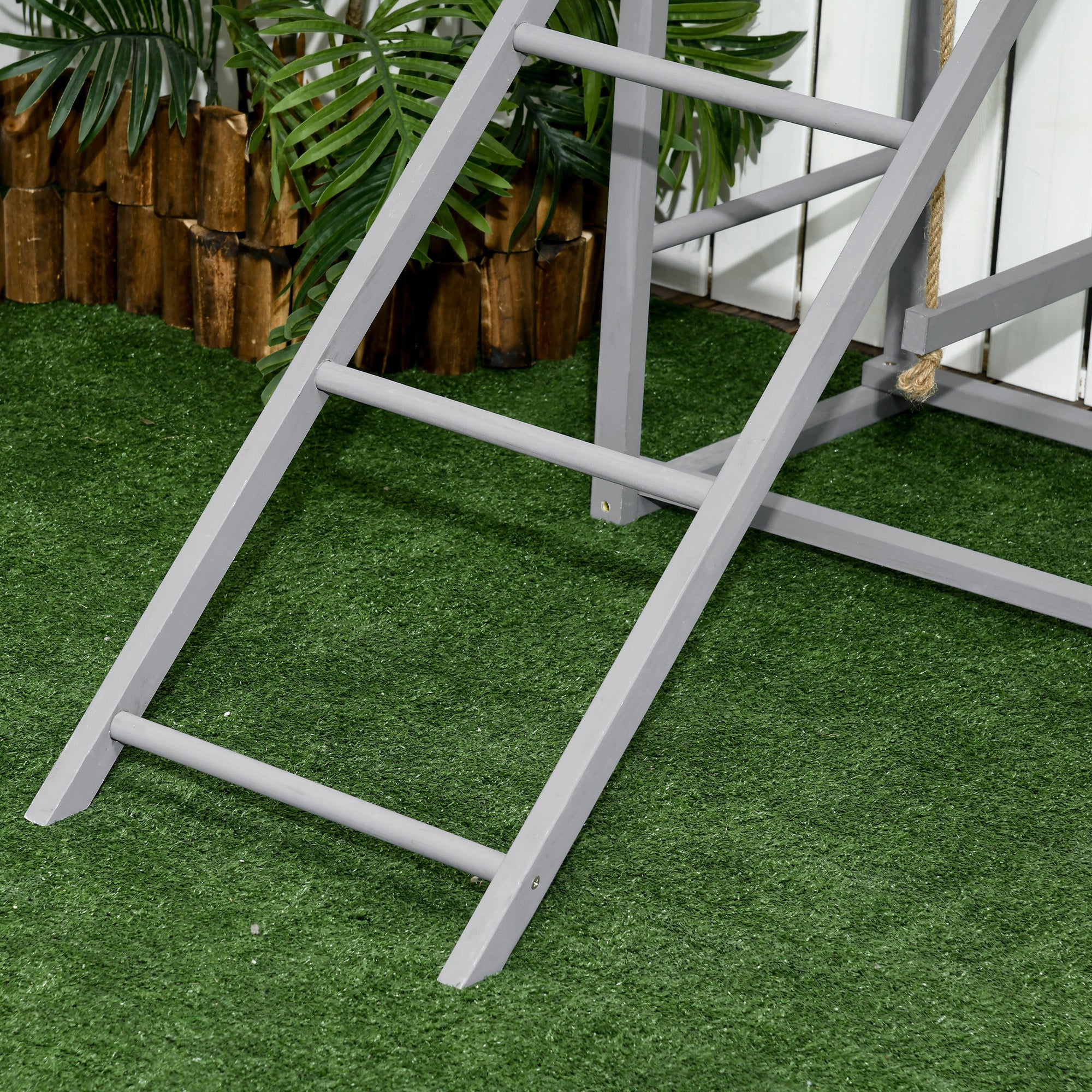 PawHut Chicken Activity Play with Swing Set for 3-4 Chickens, Wooden Chicken Coop, Grey - North Peak Garden Furniture