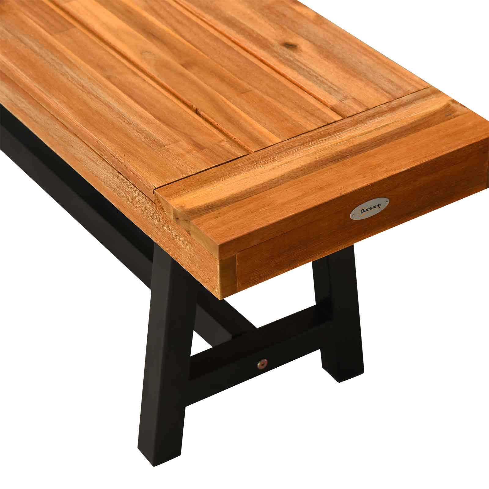 Outsunny Garden 3 Pieces Acacia Wood Picnic Table and 2 Benches Set Dining Trestle Beer Table Patio Outdoor Indoor Furniture - North Peak Garden Furniture