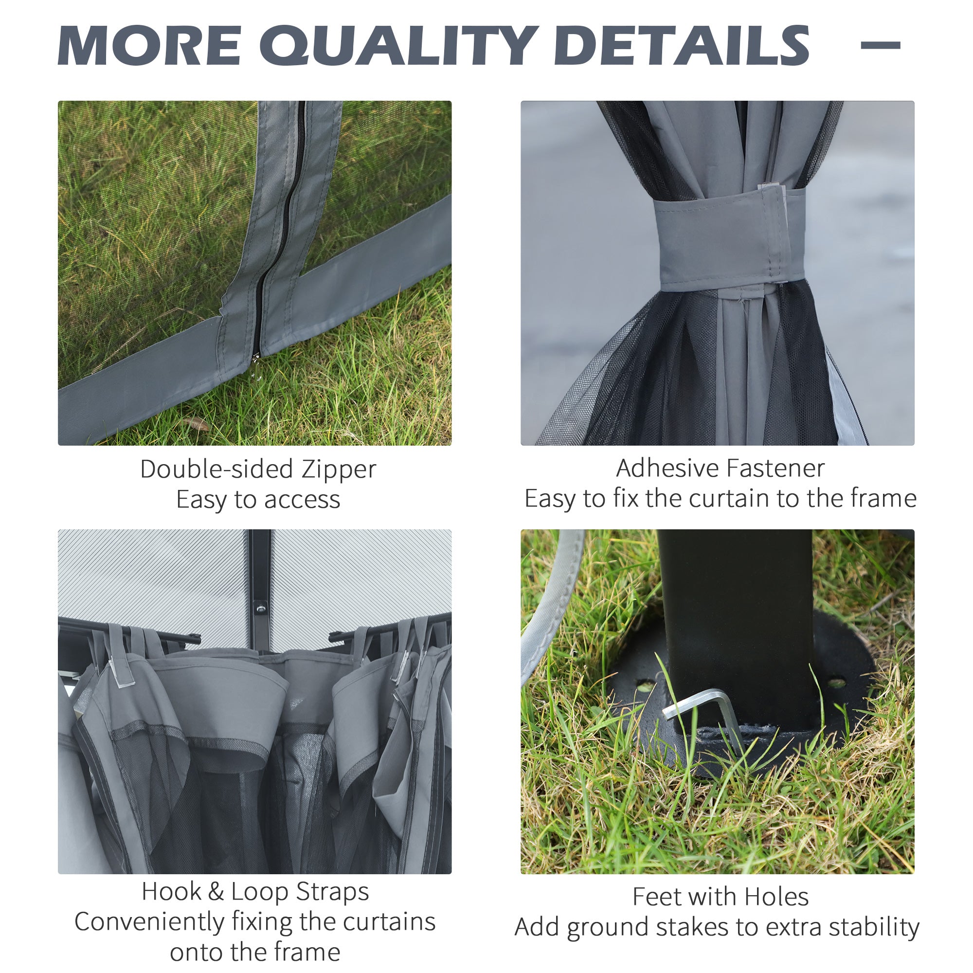 Outsunny 3 x 3.6m Garden Aluminium Gazebo Hardtop Roof Canopy Marquee Party Tent Patio with Mesh Curtains & Side Walls - Grey - North Peak Garden Furniture