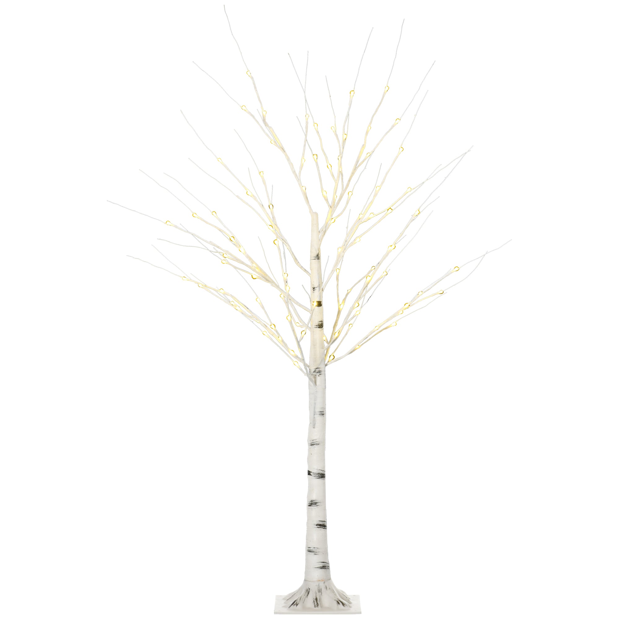 HOMCOM 5ft Artificial White Birch Tree Light with Warm White Pre-Lit LED Light for Indoor and Covered Outdoor Use - North Peak Garden Furniture
