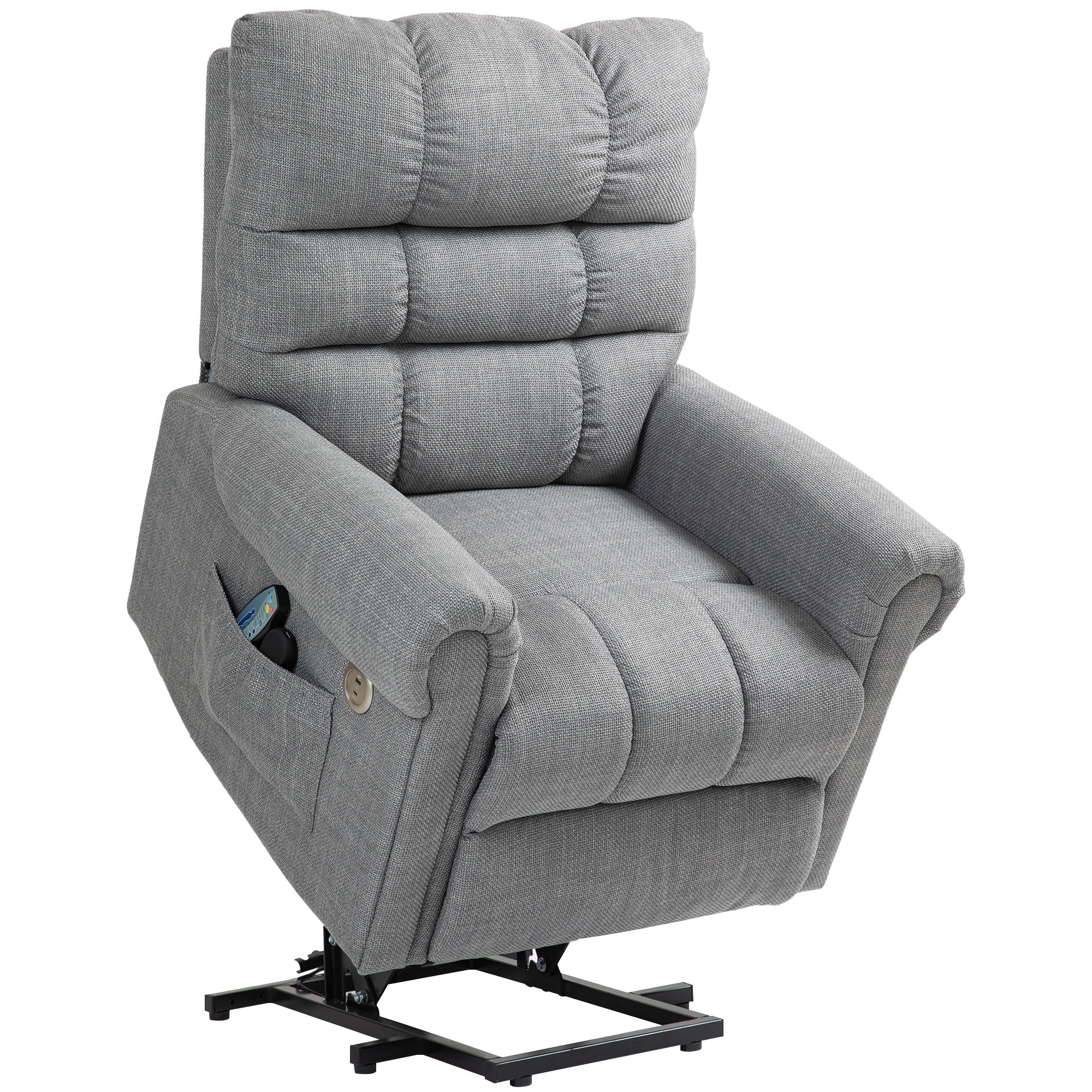 HOMCOM Rise and Recline Electric Massage Armchair - Grey - North Peak Garden Furniture