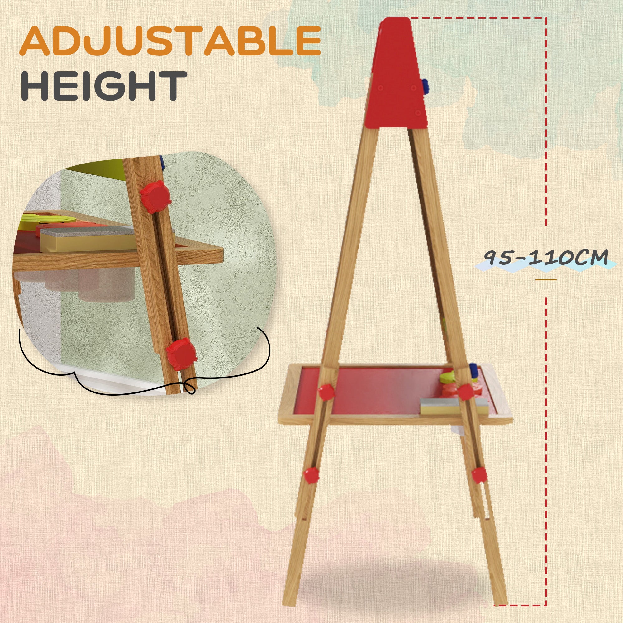 AIYAPLAY 3 in 1 Wooden Kids Easel with Paper Roll, Whiteboard & Chalkboard, Painting Accessories - North Peak Garden Furniture
