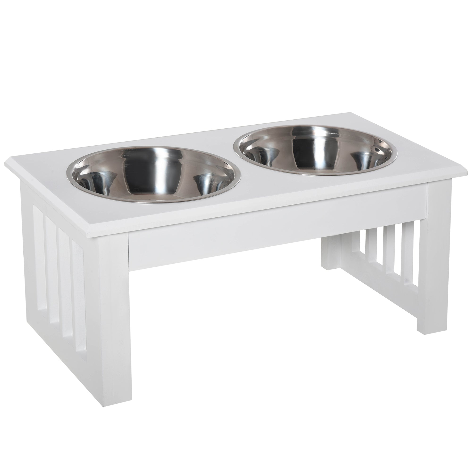 Pawhut Stainless Steel Pet Feeder, Durable & Easy to Clean, Ideal for Cats & Dogs, 43.7Lx24Wx15H cm, White