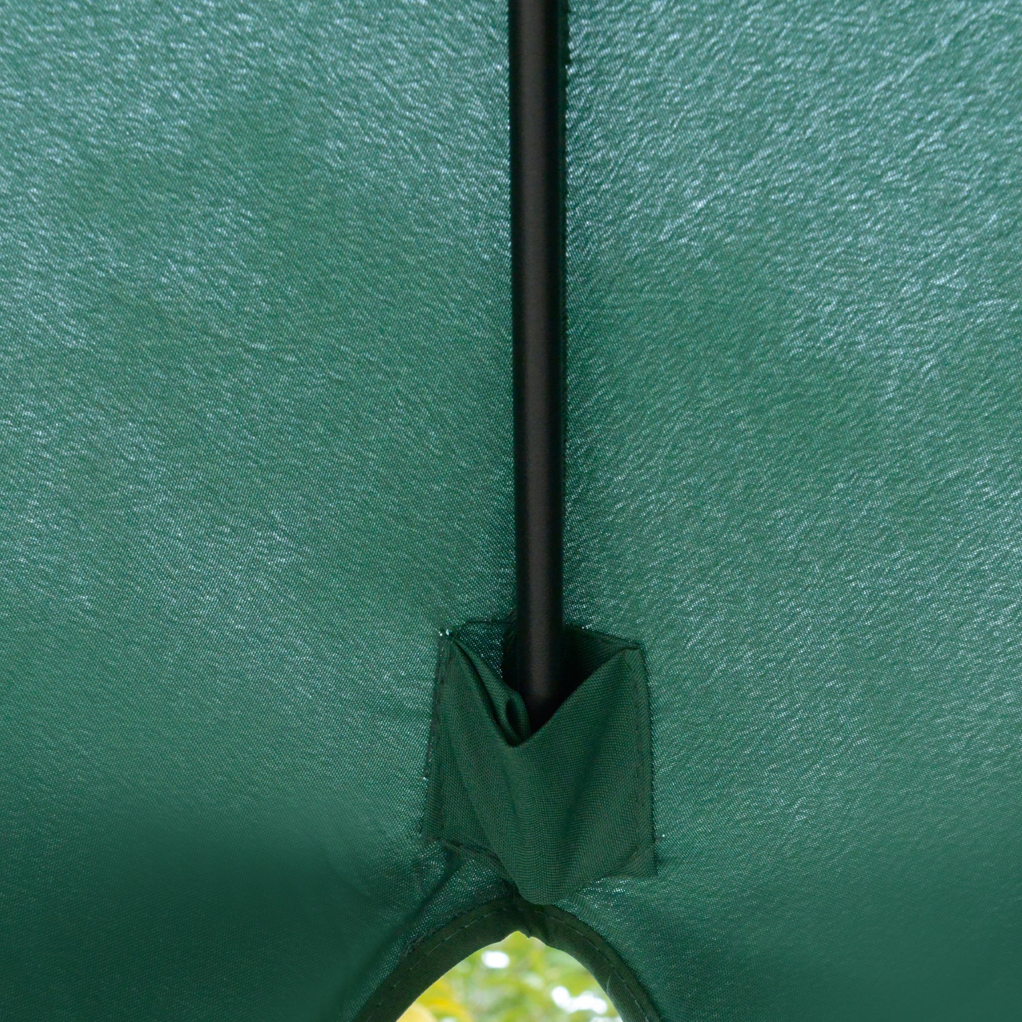 Outsunny 2.7m Patio Parasol Garden Umbrellas Outdoor Sun Shade Table Umbrella with Tilt, Crank, 8 Ribs, Ruffles, Green - North Peak Garden Furniture