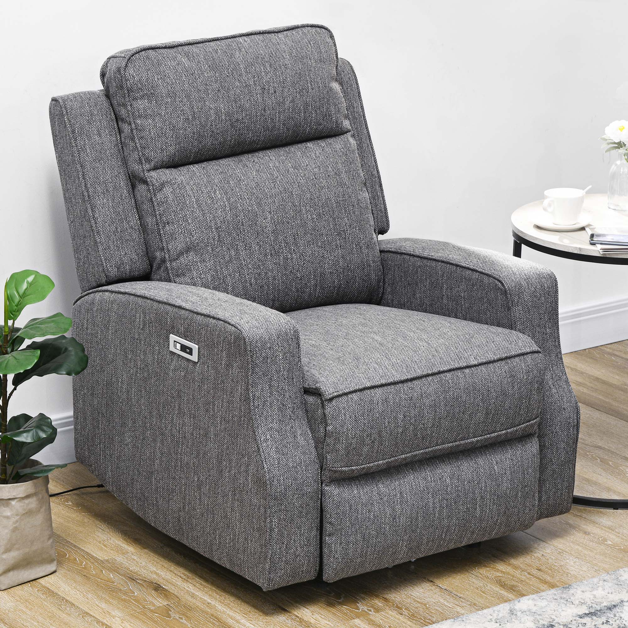 HOMCOM 150° Electric Reclining Chair, with USB port and Footrest - Charcoal Grey