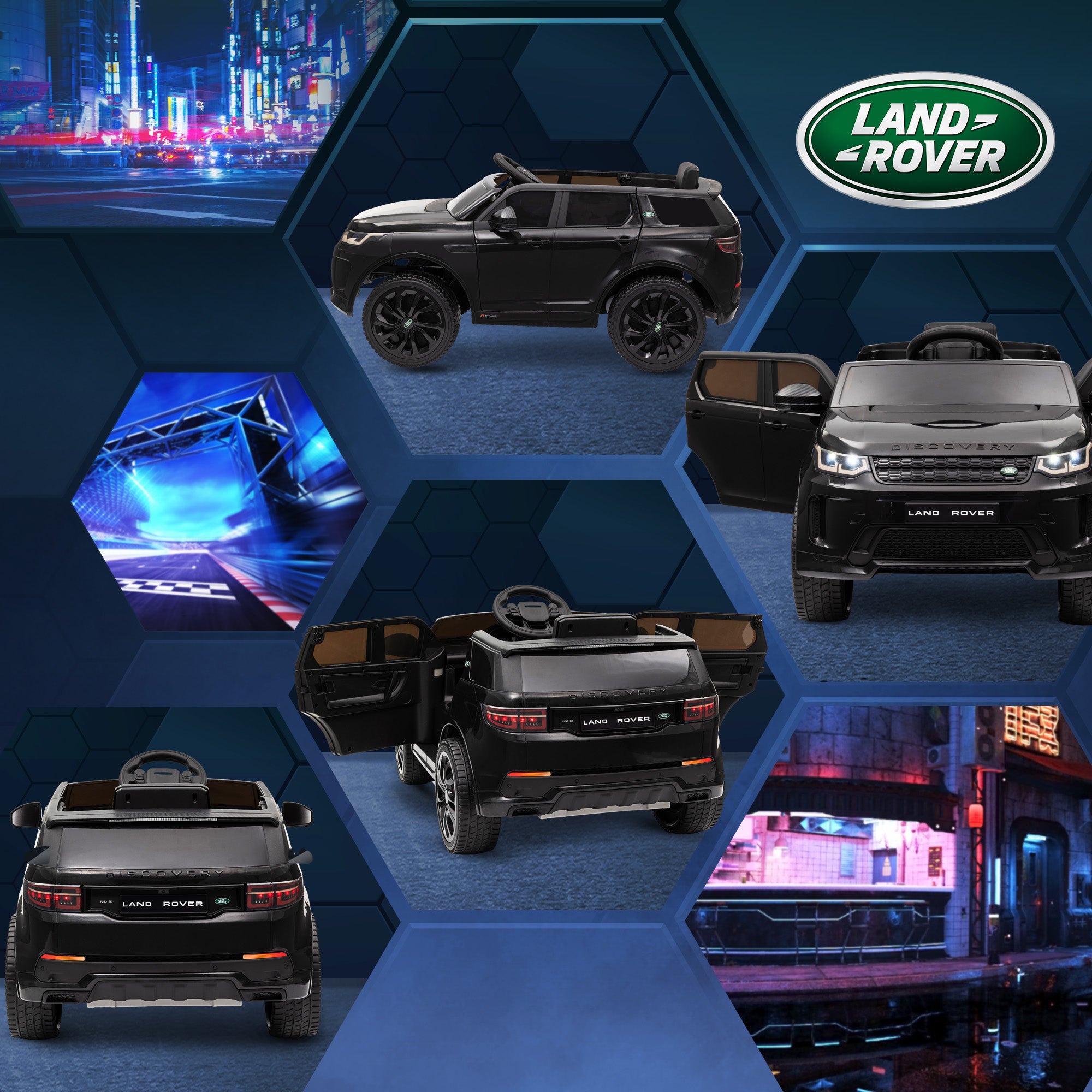 AIYAPLAY Land Rover Discovery Sport Licensed 12V Kids Ride on Car w/ Remote Control, Lights Music Horn, for 3-6 Years Black - North Peak Garden Furniture