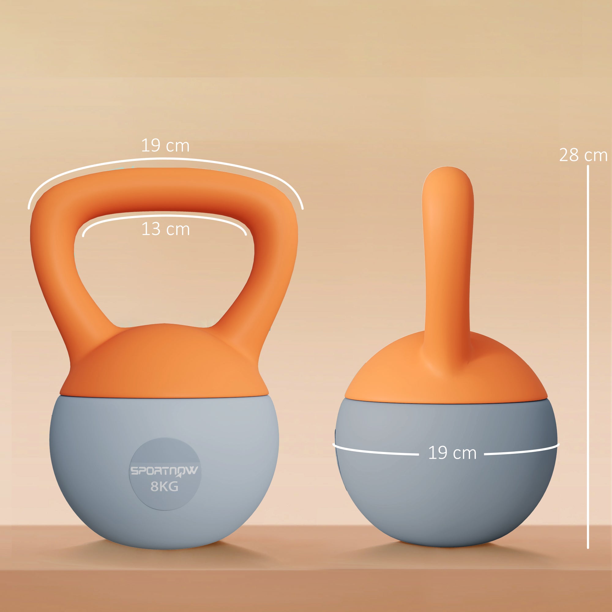 SPORTNOW Soft Kettlebell, 8kg Kettle Bell with Non-Slip Handle for Home Gym Weight Lifting and Strength Training, Orange and Grey