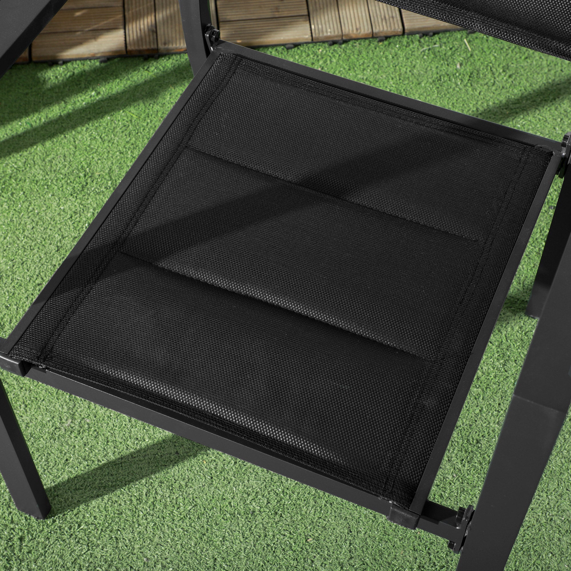 Outsunny Set of Two Aluminium Stacking Garden Chairs - Black - North Peak Garden Furniture