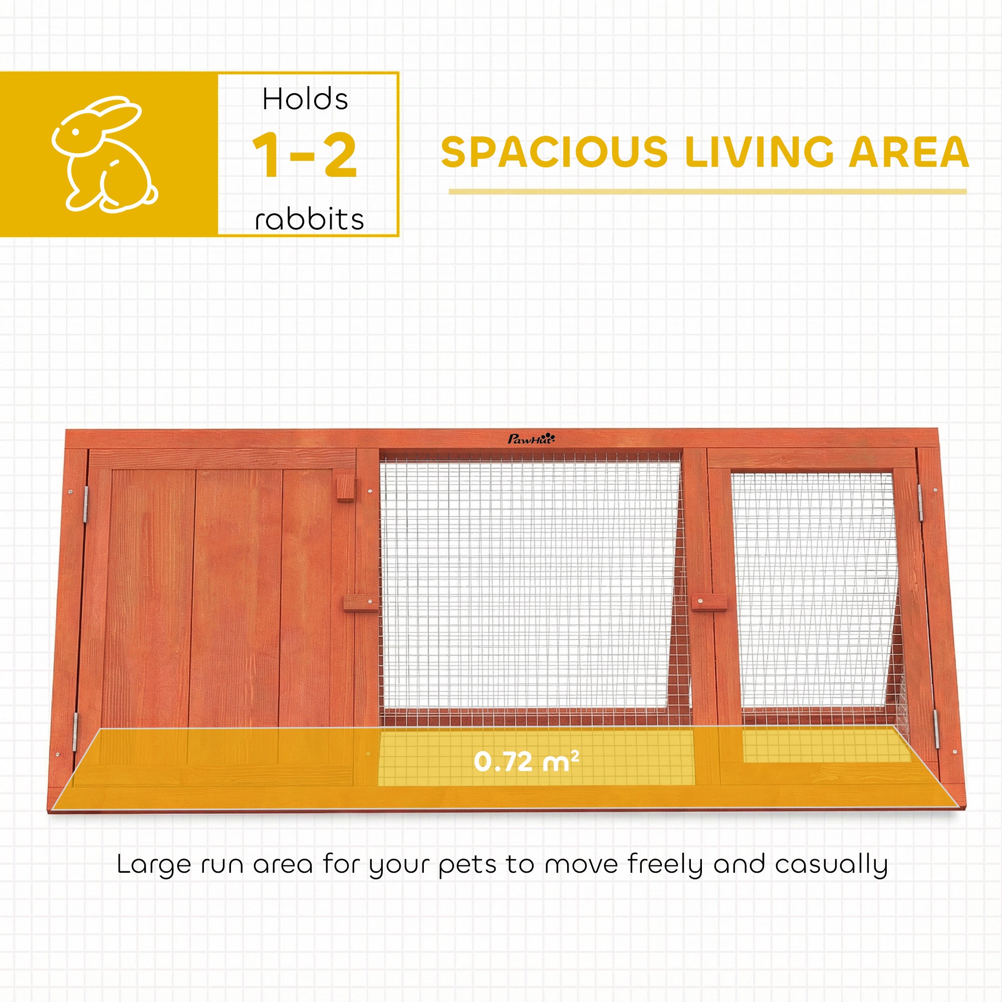 PawHut Rabbit Hutch, Wooden Guinea Pig Hutch with Run and Doors, Outdoor Triangle Bunny House for Rabbits,Duck and Chicken