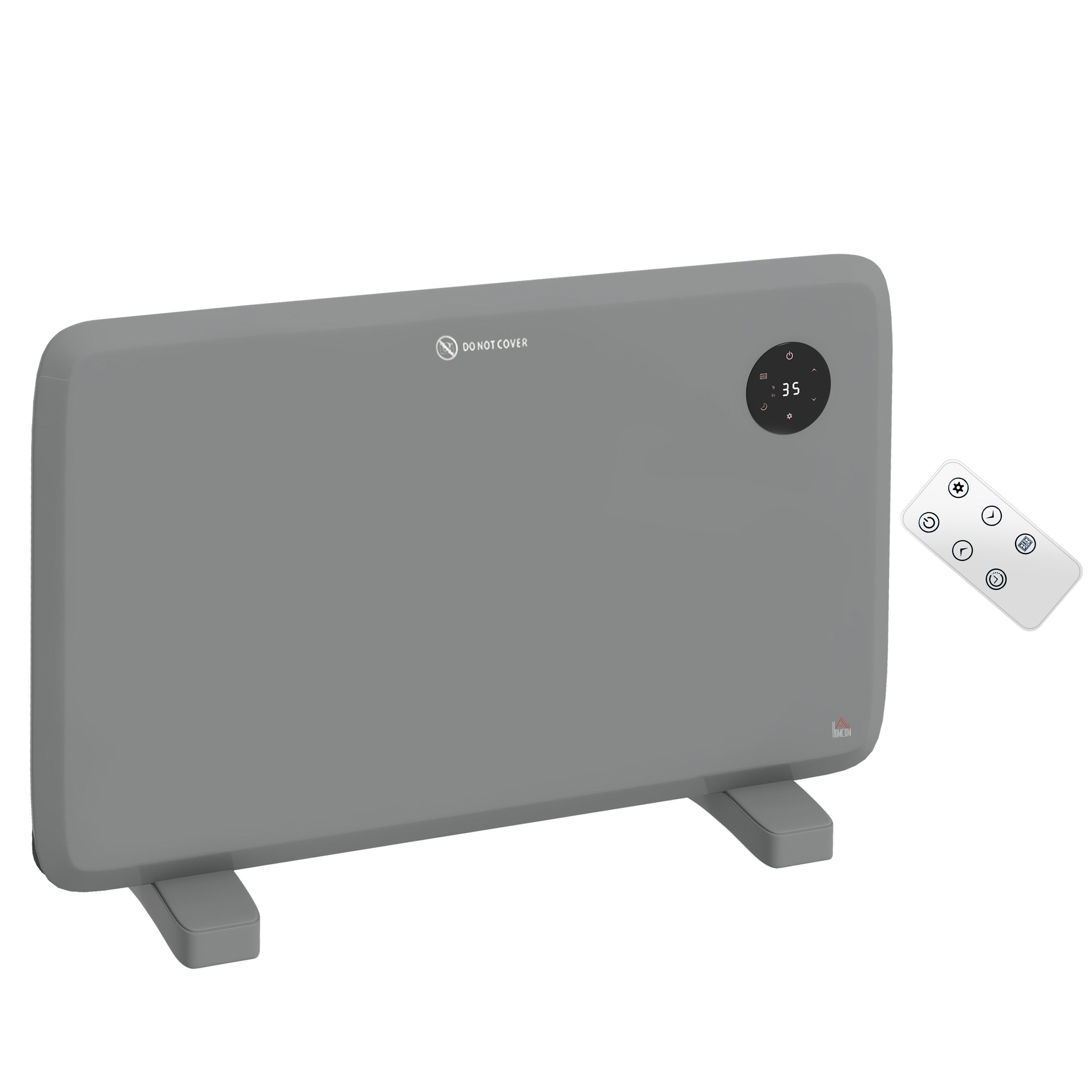 HOMCOM 1200W Electric Convector Heater, Freestanding or Wall Mounted, Space Heater with Adjustable Thermostat, Timer, Grey - North Peak Garden Furniture