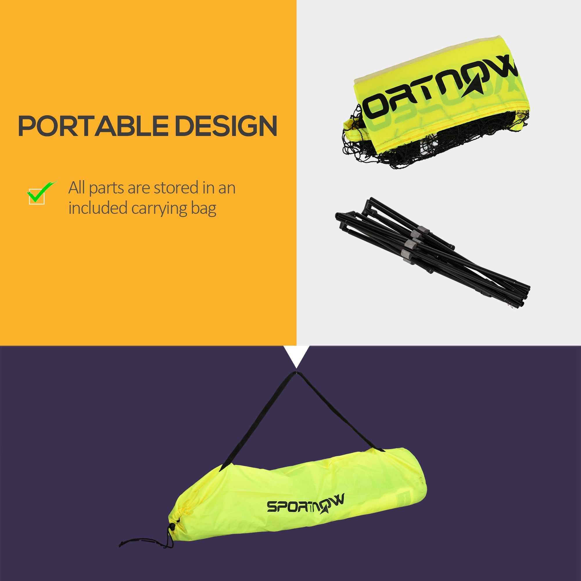 SPORTNOW 3m Badminton Net, Height Adjustable Outdoor Sports Net, with Carry Bag, for Tennis, Pickleball, Volleyball - North Peak Garden Furniture