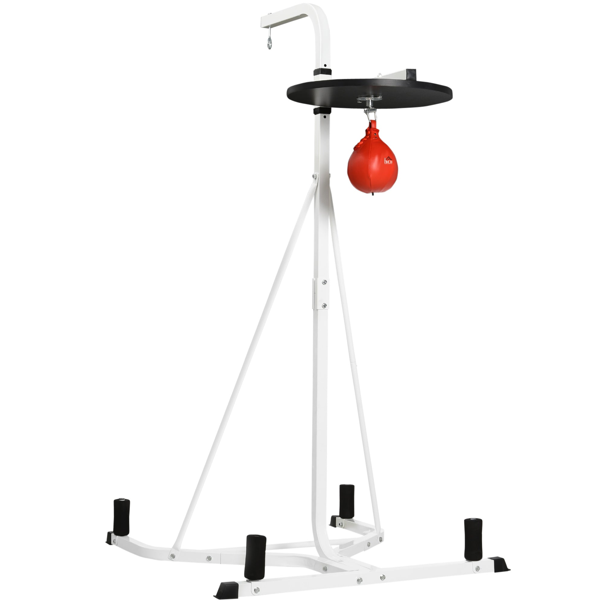 HOMCOM 170-190cm Freestanding Boxing Punch Bag Hanger & Speed Ball Station Platform Hanging Frame Home Gym, White