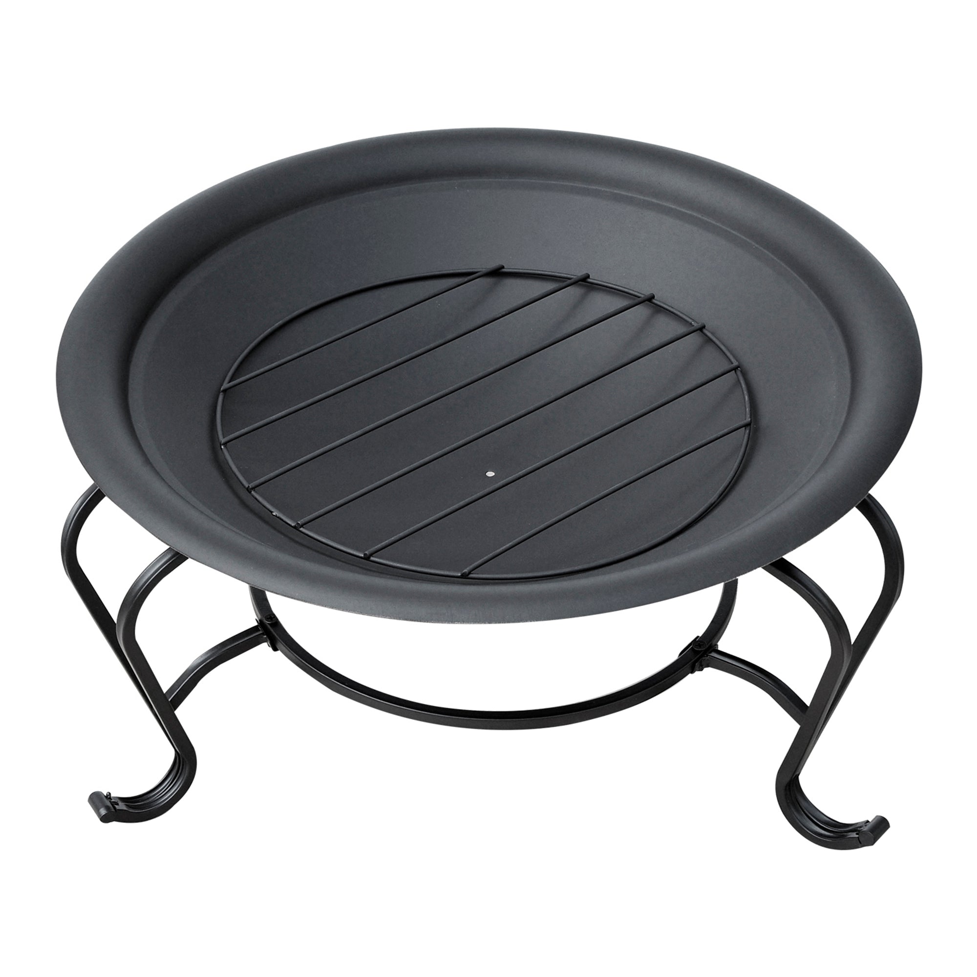 Outsunny Patio Pyrotechnics: Stylish Fire Pit with Lid for Garden Entertaining, Black/Blue