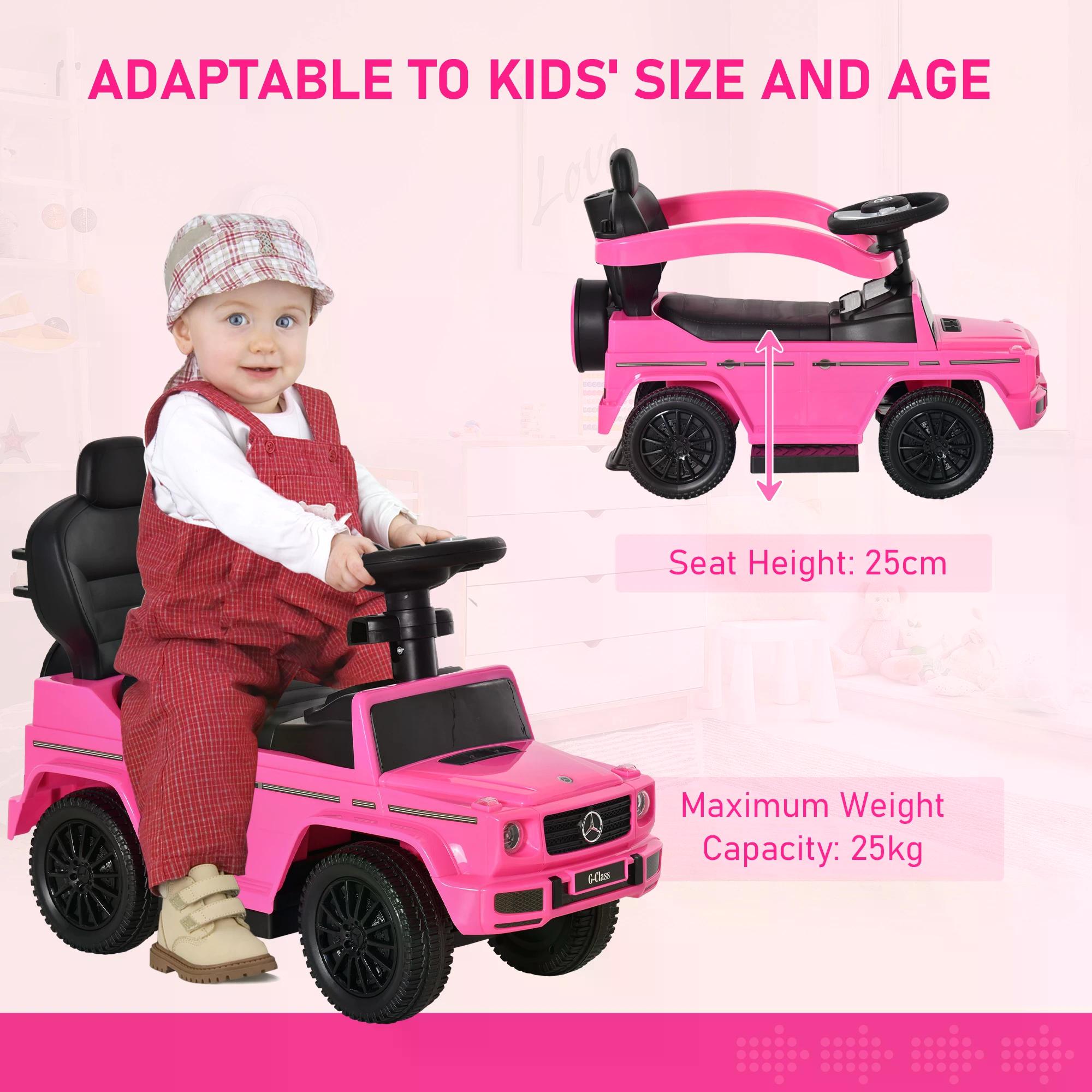 HOMCOM 3 in 1 Kids Children Ride on Push Car Toddler Sliding Car G350 Licensed Walker Foot to Floor Slider Push-Along with Horn Steering Wheel NO POWER Manual, Pink