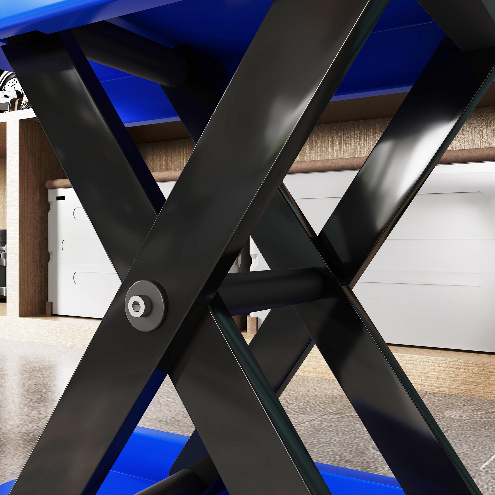 DURHAND 500KG Motorcycle Scissor Lift Jack, Height Adjustable Motorbike Stand with Anti-Slip Wide Deck, Heavy Duty Steel Motorbike Repair Lift Hoist Stand for Home Garage, Blue - North Peak Garden Furniture