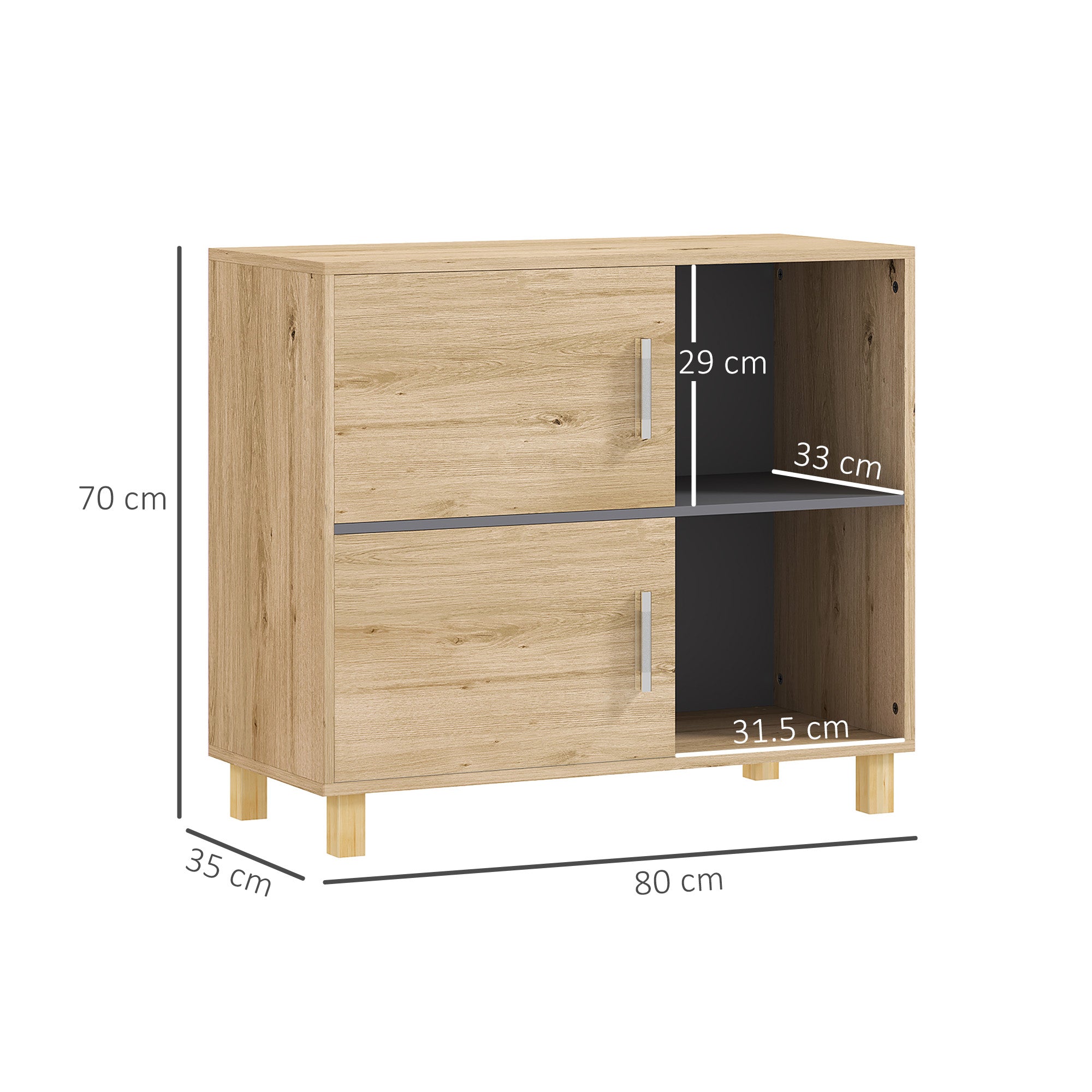 HOMCOM Bathroom Cabinet, Freestanding Bathroom Cabinet with Open Compartments and Double Doors - North Peak Garden Furniture