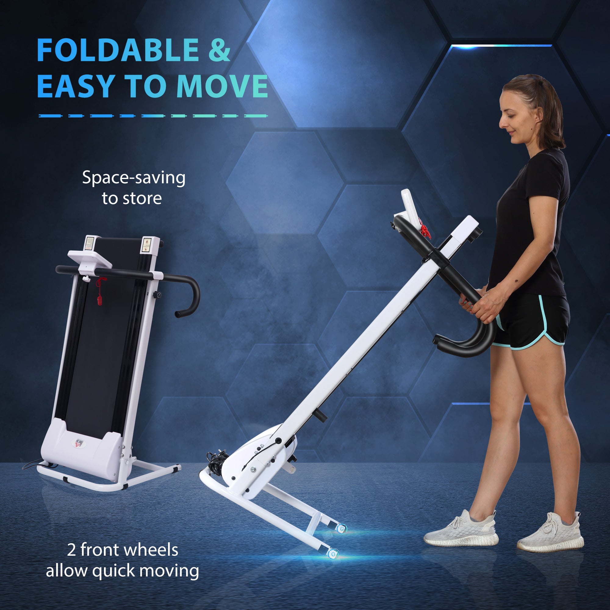 HOMCOM 1.25HP Motorised Electric Treadmill, 10km/h Folding Running Machine, Gym Fitness Exercise with LCD Monitor, White - North Peak Garden Furniture