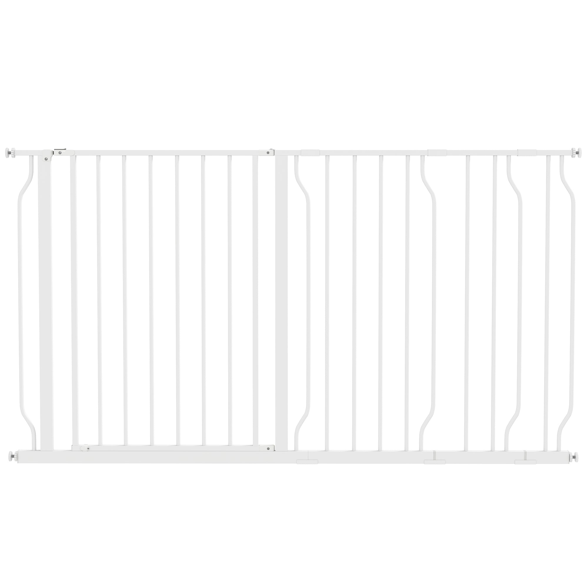 PawHut Extra Wide Dog Safety Gate, with Door Pressure, for Doorways, Hallways, Staircases - White - North Peak Garden Furniture