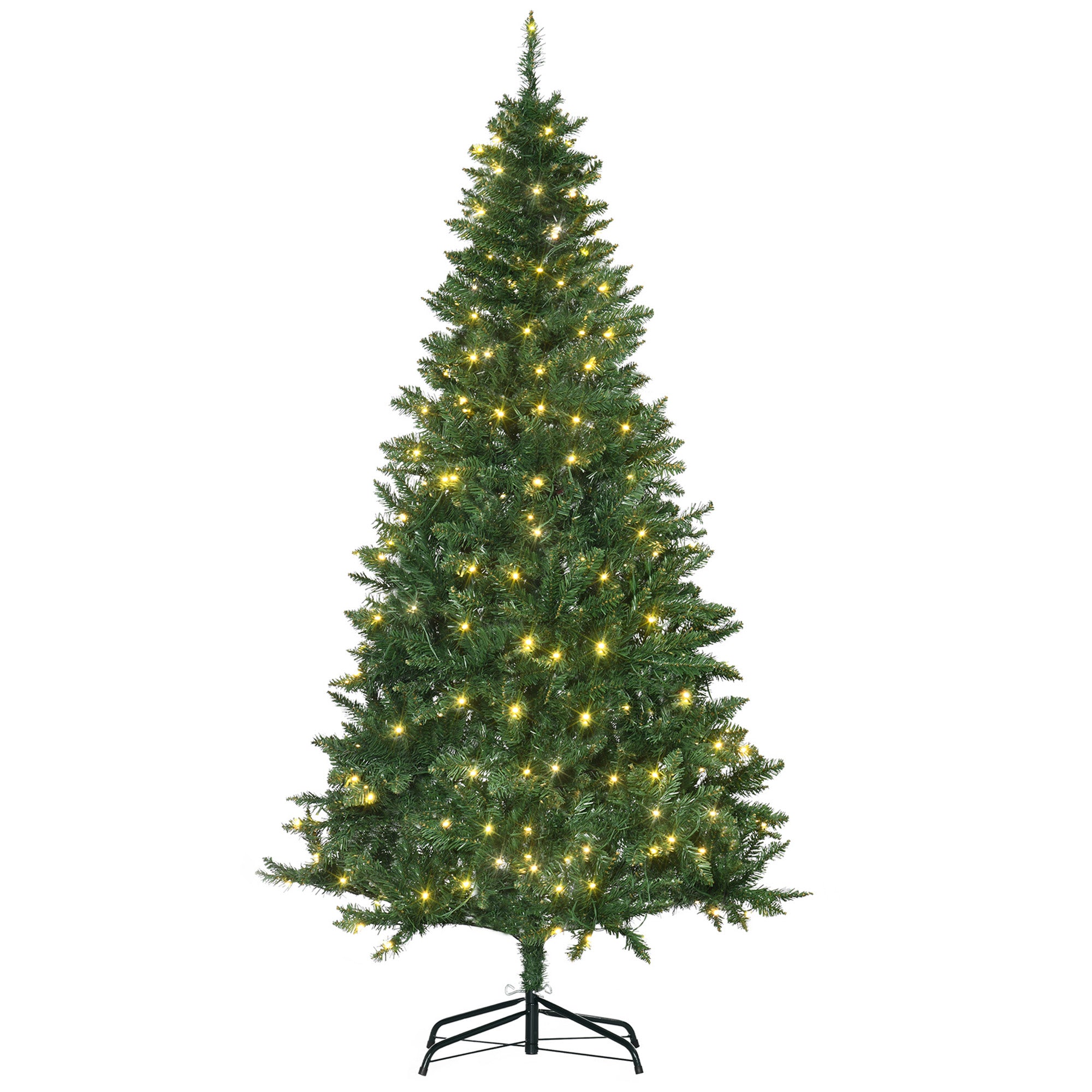 HOMCOM 6FT Christmas Tree Warm White LED Light Holiday Home Decoration, Green - North Peak Garden Furniture