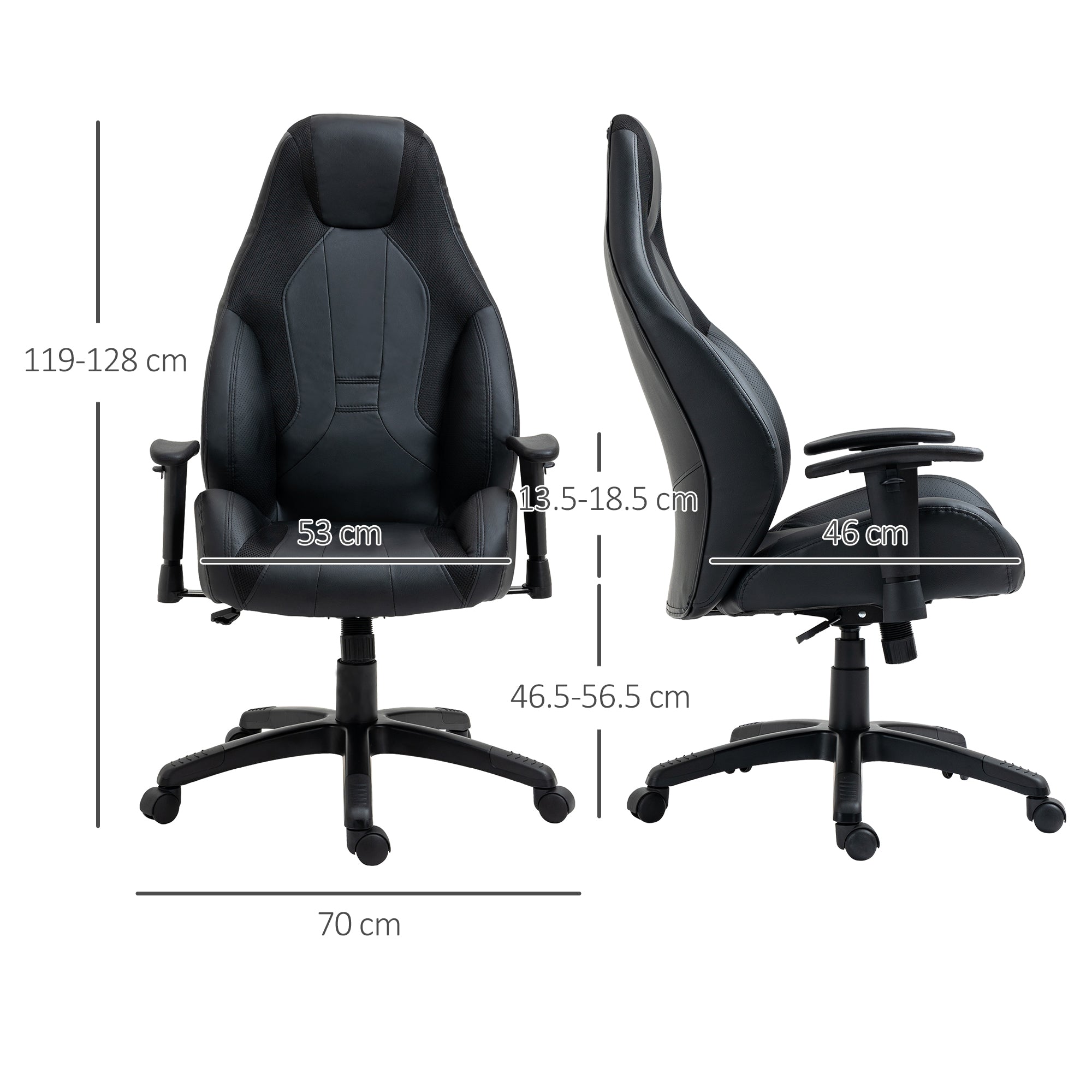 Vinsetto Racing Gaming Chair, Mesh & Faux Leather Computer Chair with High Back, Swivel Wheels, Adjustable Height and Armrest, Black - North Peak Garden Furniture