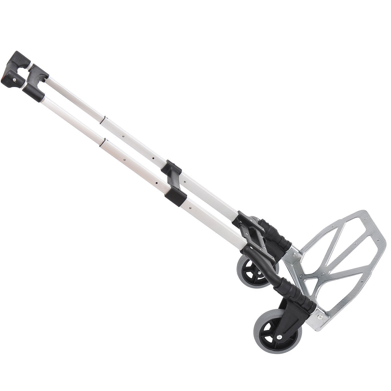 HOMCOM Aluminium Folding Hand Truck Trolley, Heavy Duty Foldable Sack Cart with Adjustable Telescoping Handle, 70KG Load Capacity - North Peak Garden Furniture