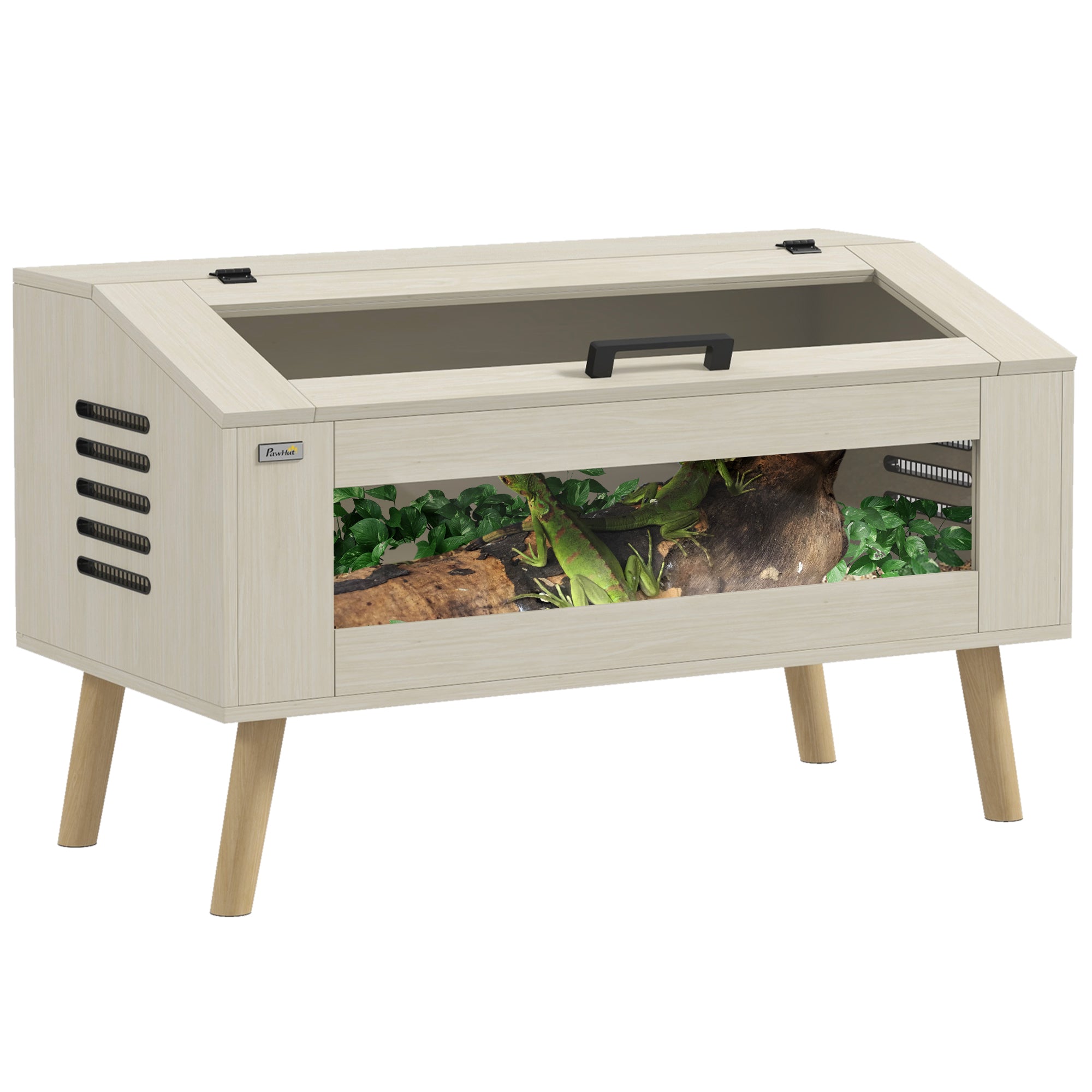 PawHut 140L Vivarium for Snakes, Lizards, Horned Frogs, Chameleons, Hamsters, Gerbils with Tempered Glass Windows - North Peak Garden Furniture